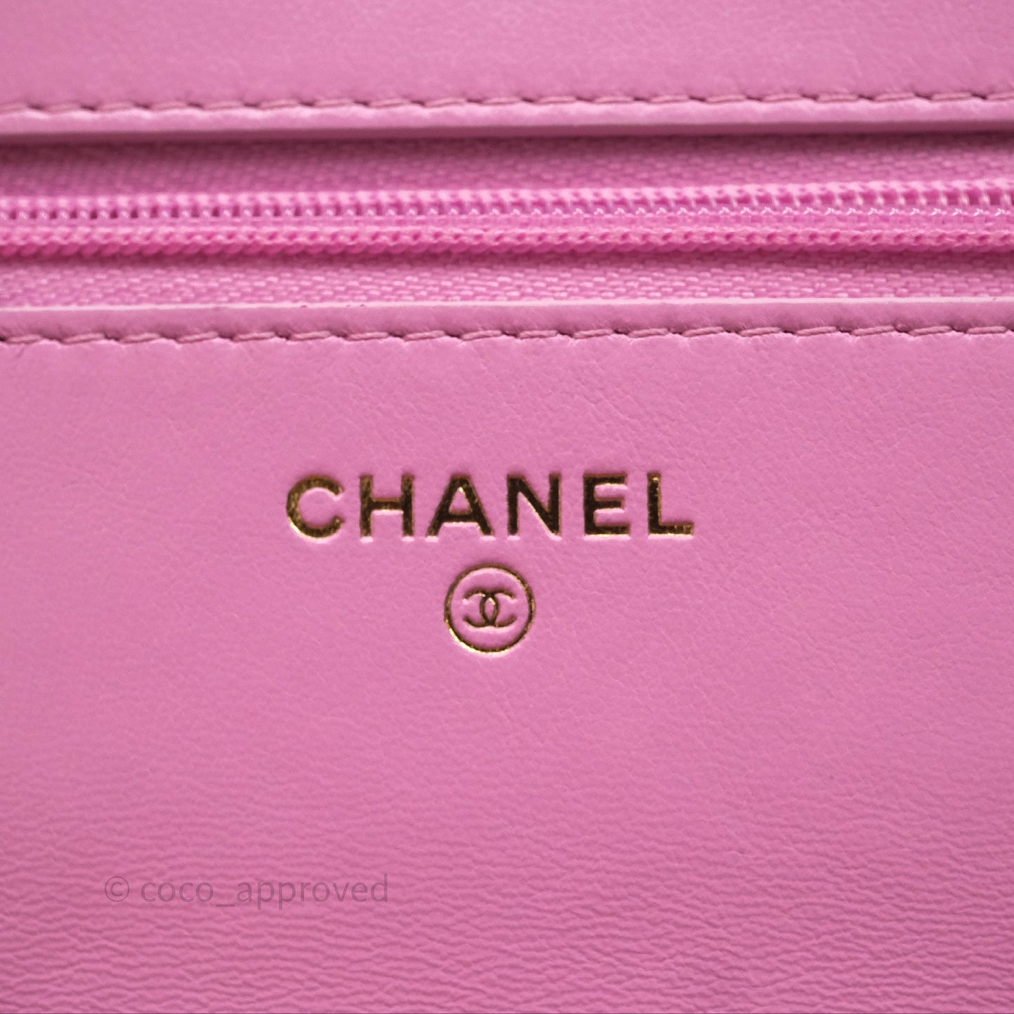 Chanel CC Chain Wallet On Chain WOC Pink Lambskin Aged Gold Hardware