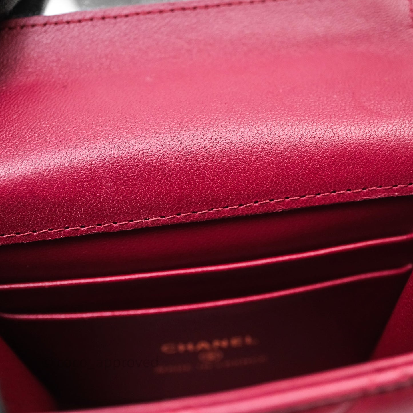 Chanel Mini Top Handle Flap Bag Red Lambskin Gold Hardware