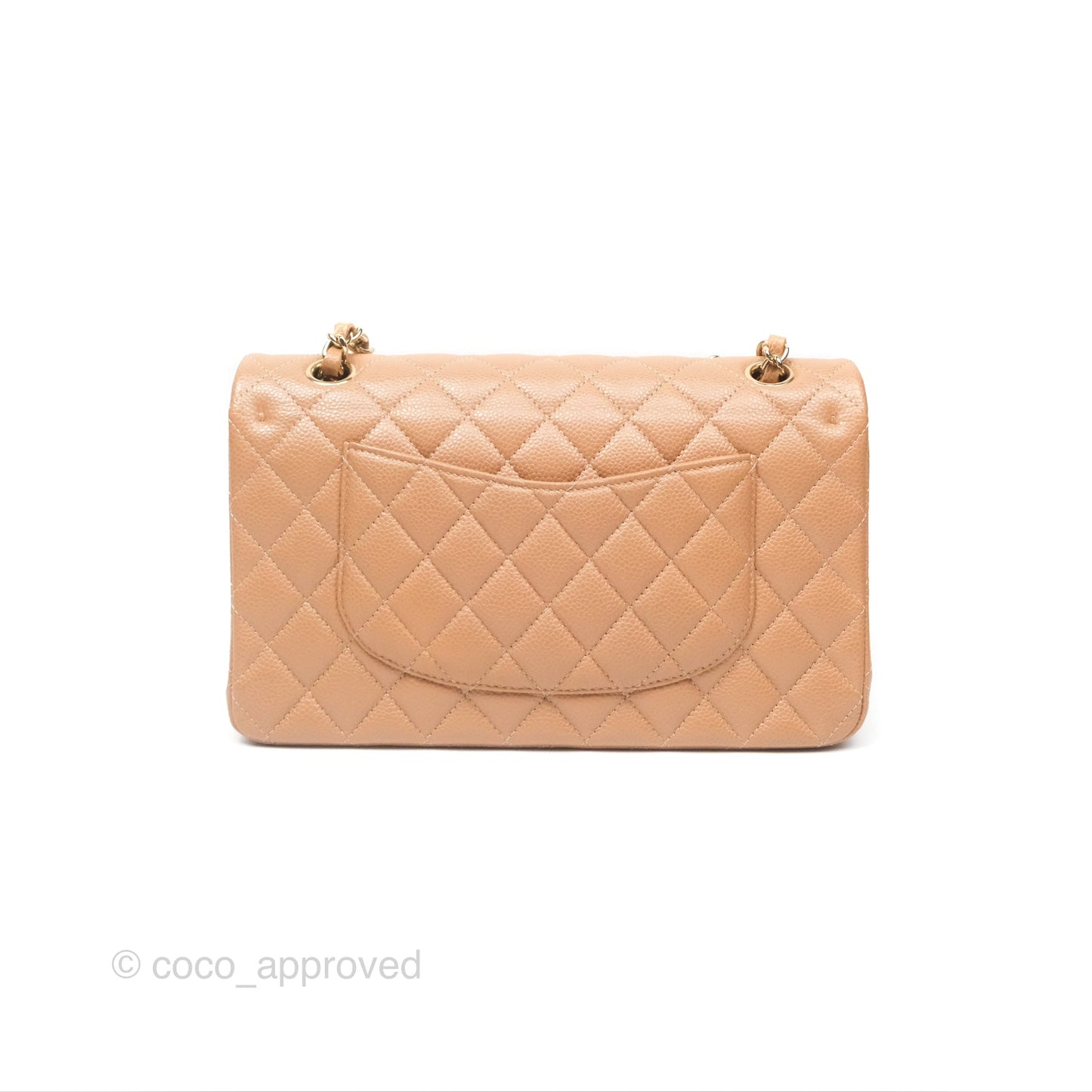 Chanel Classic M/L Medium Flap Quilted Dark Beige Caviar Gold Hardware 18S