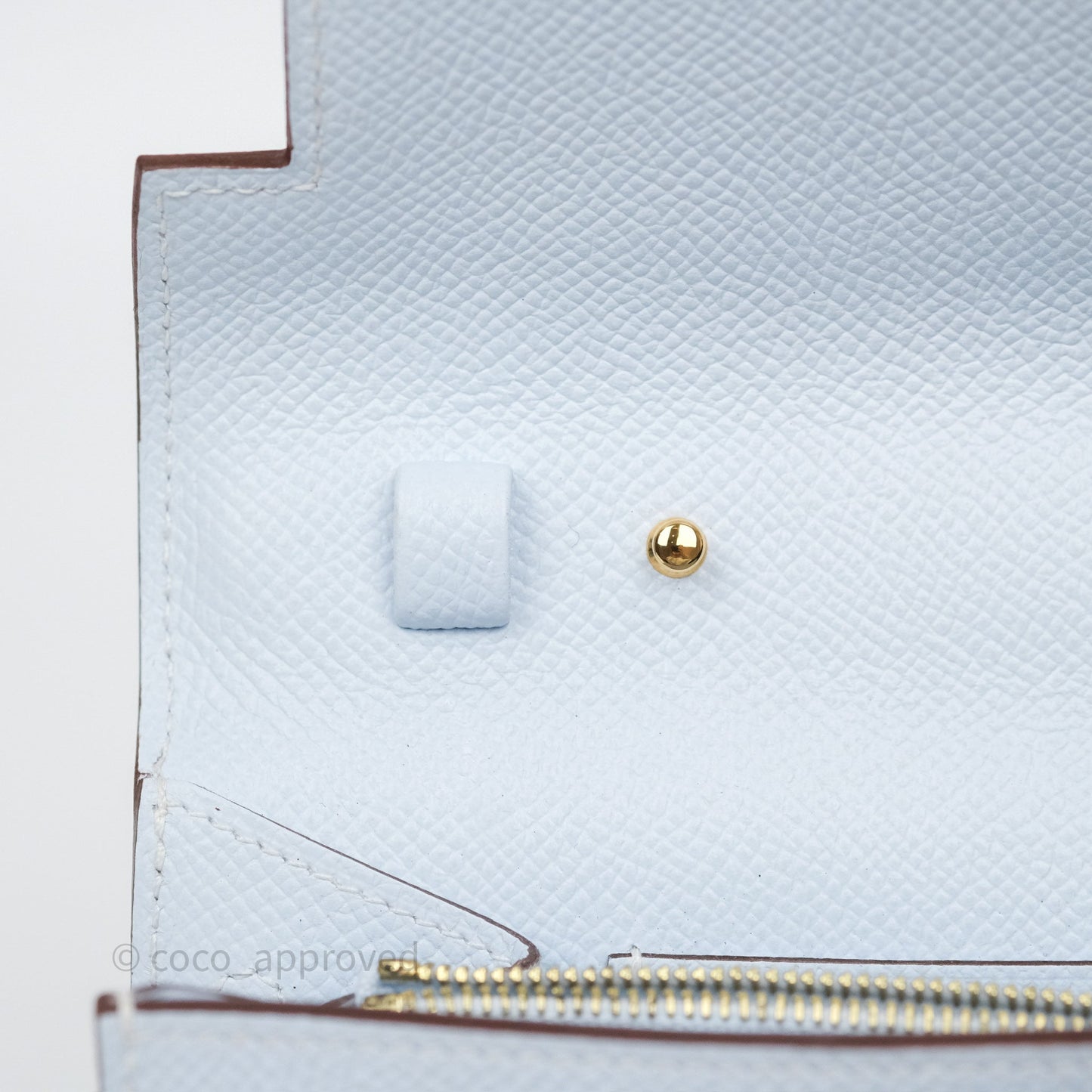 Hermès Kelly To Go Wallet Bleu Brume T0 Epsom Gold Hardware
