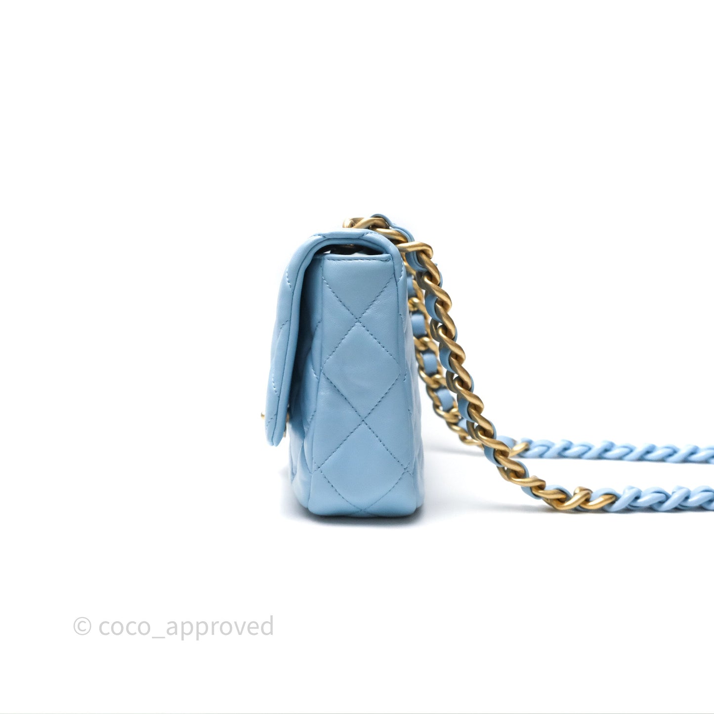 Chanel Small Flap Bag Blue Lambskin Gold and Lacquered Metal 22S
