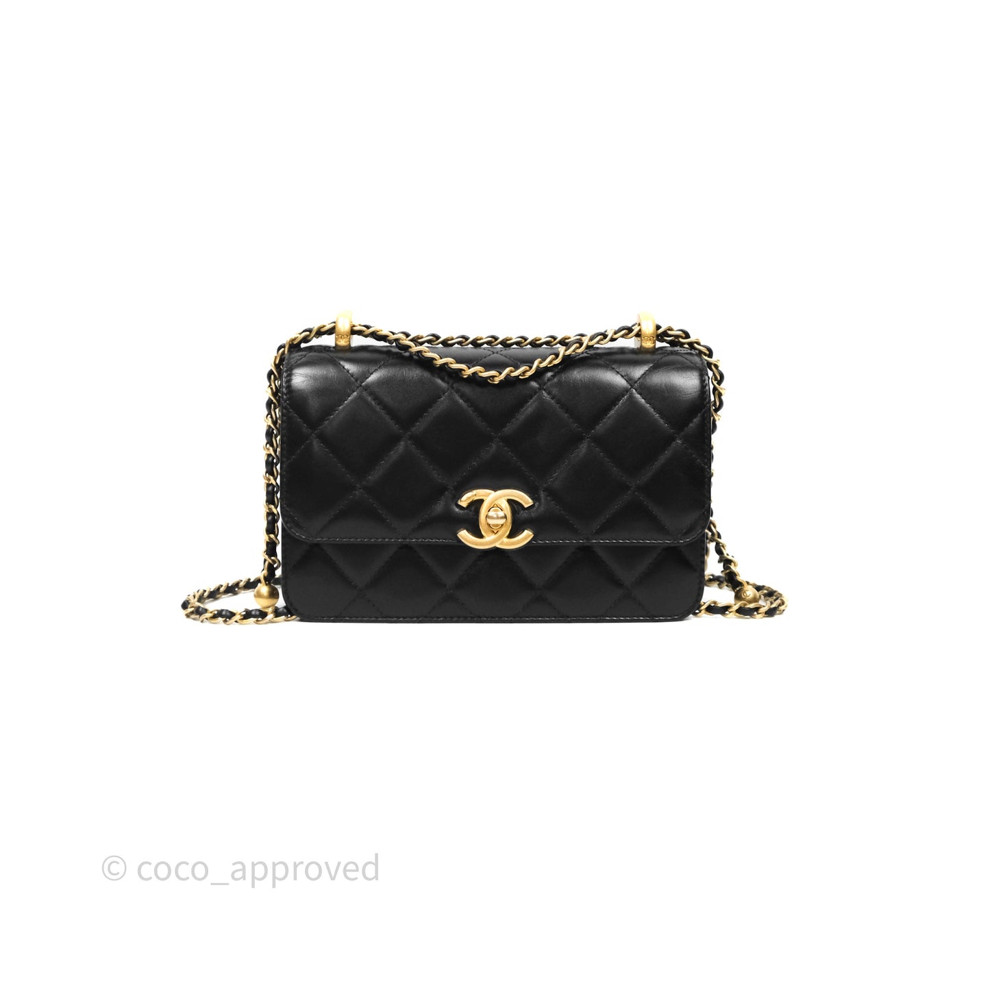 Chanel Mini Perfect Fit Adjustable Chain Black Calfskin Aged Gold Hardware