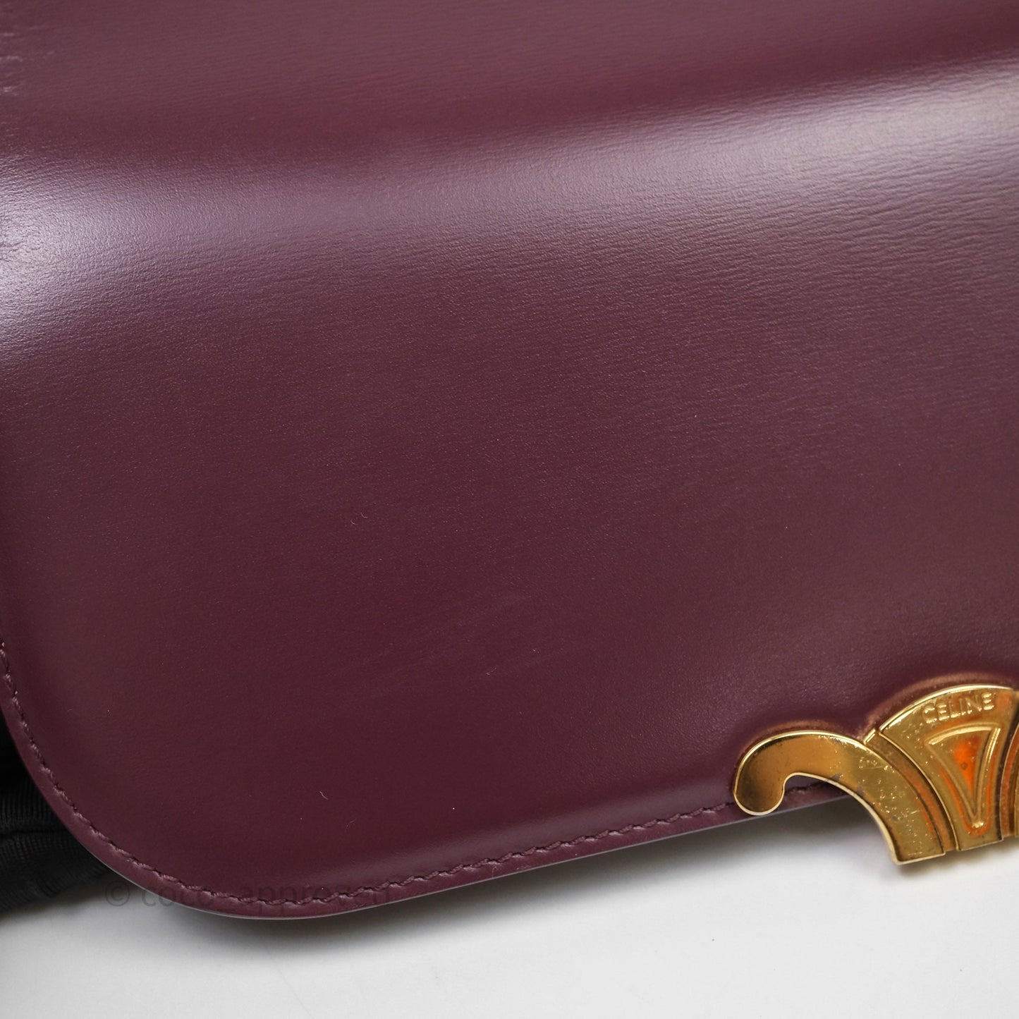 Celine Medium Triomphe Acai Burgundy Shiny Calfskin Gold Hardware