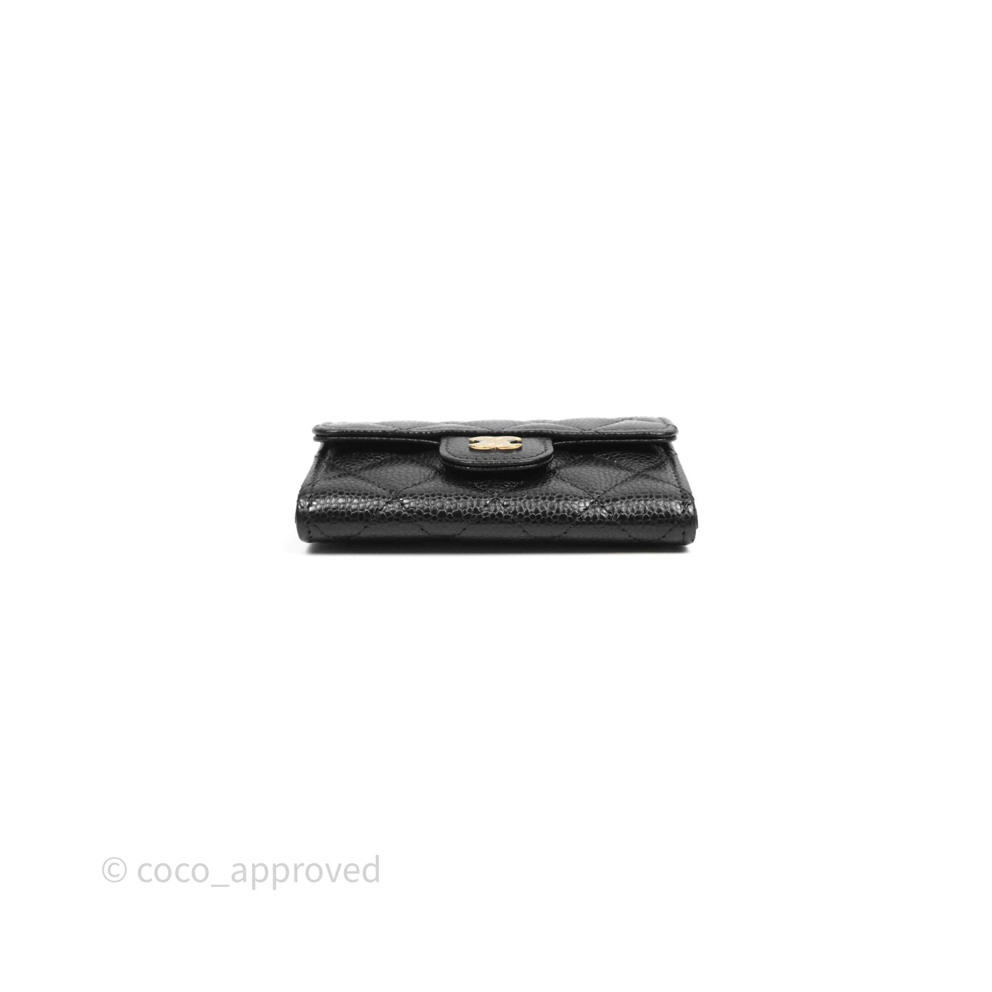 Chanel Quilted Flap Card Holder Caviar Black Gold Hardware