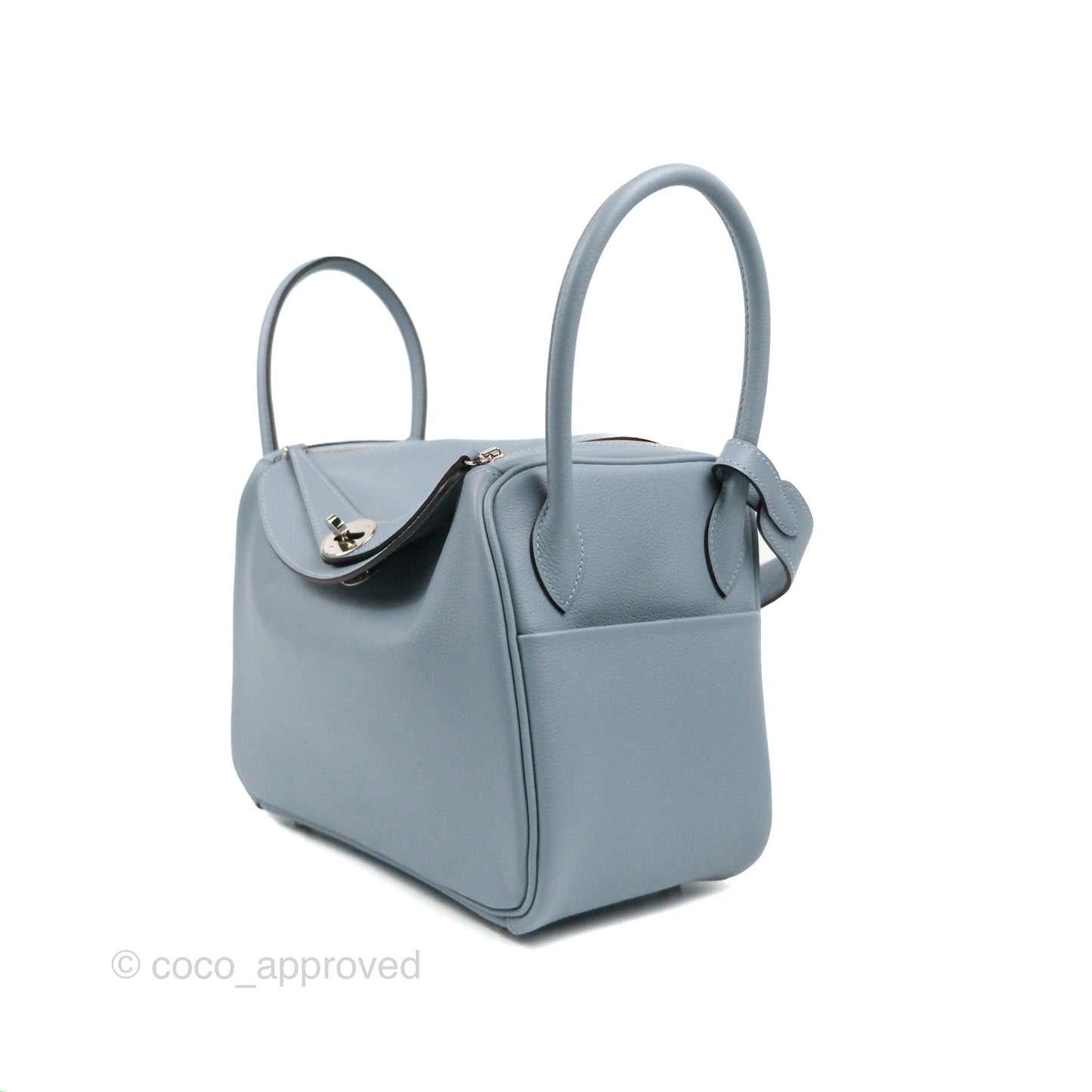 Hermès Lindy 26 Bleu Lin Evercolor Palladium Hardware