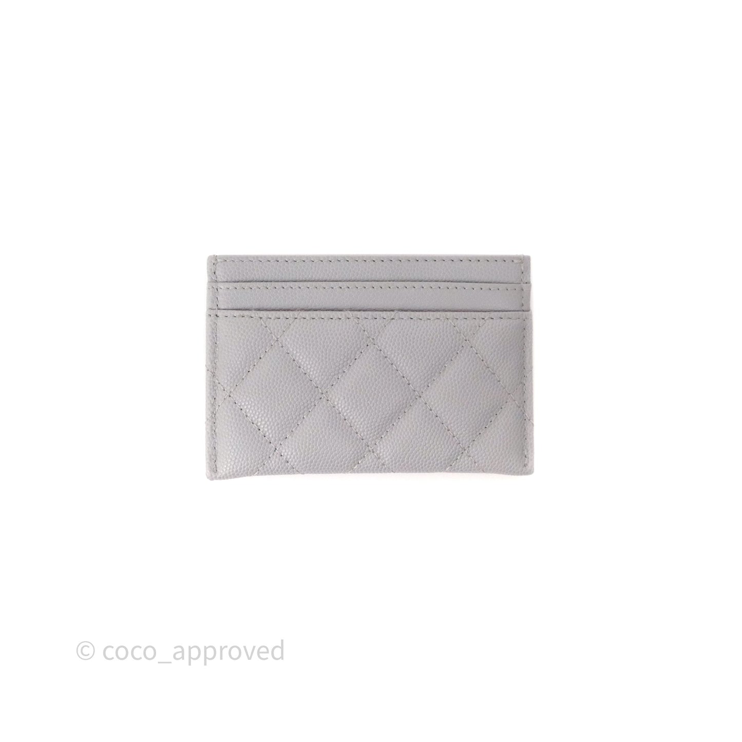 Chanel Card Holder Grey Caviar Gold Hardware