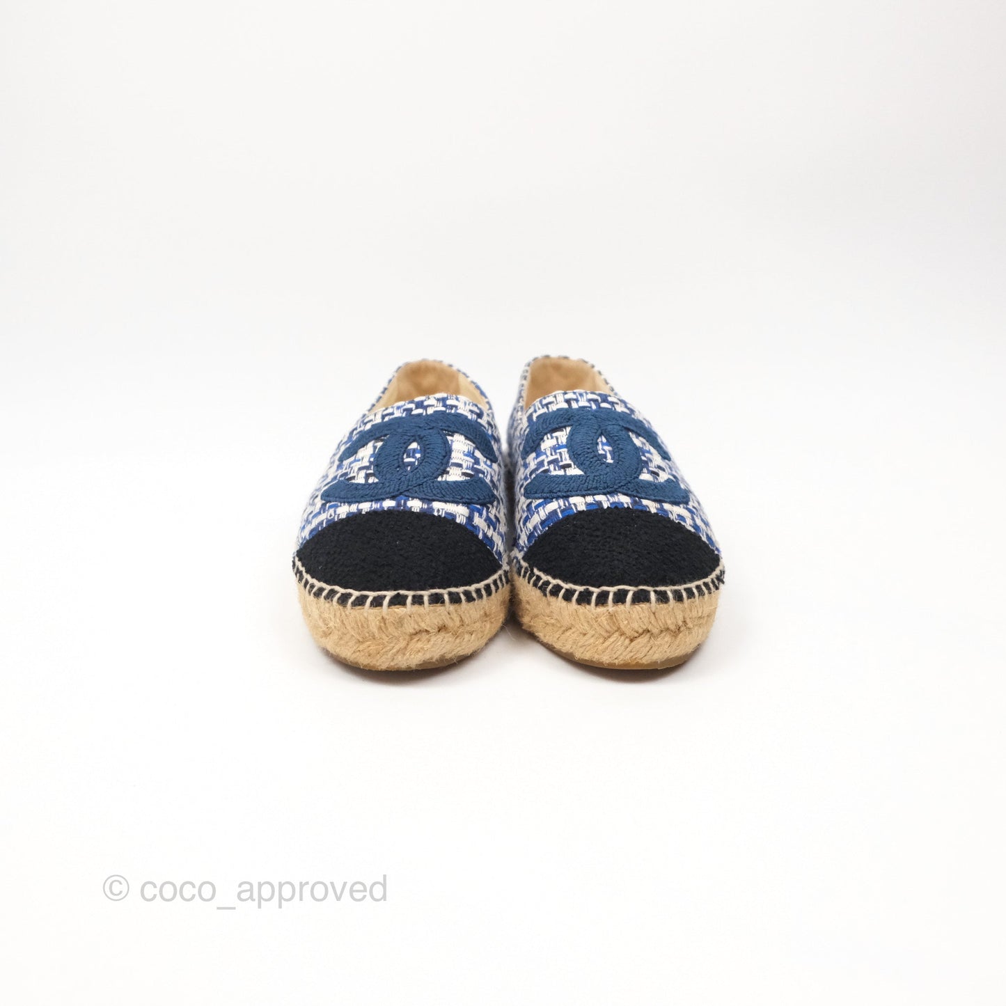 Chanel Espadrille Blue Tweed Size 38