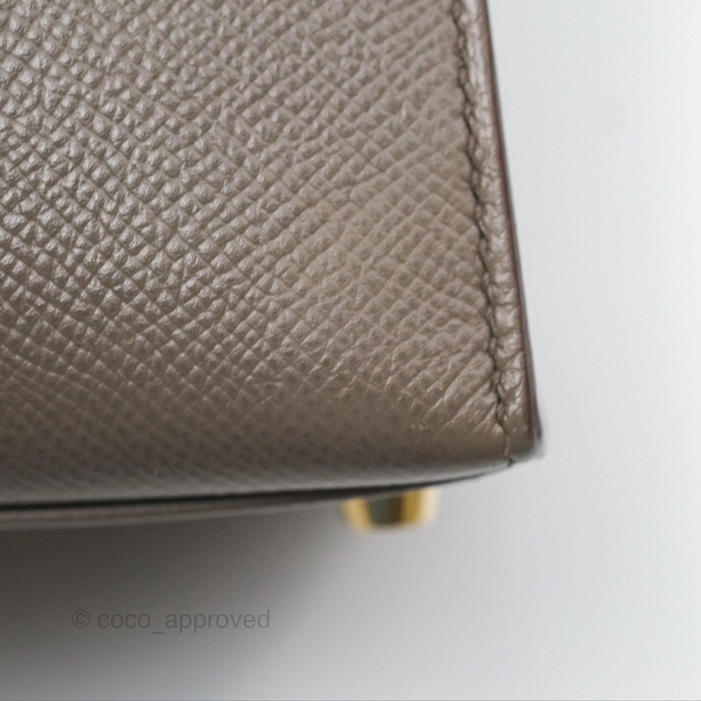 Hermès Kelly Sellier 28 Gris Etain 8F Epsom Gold Hardware