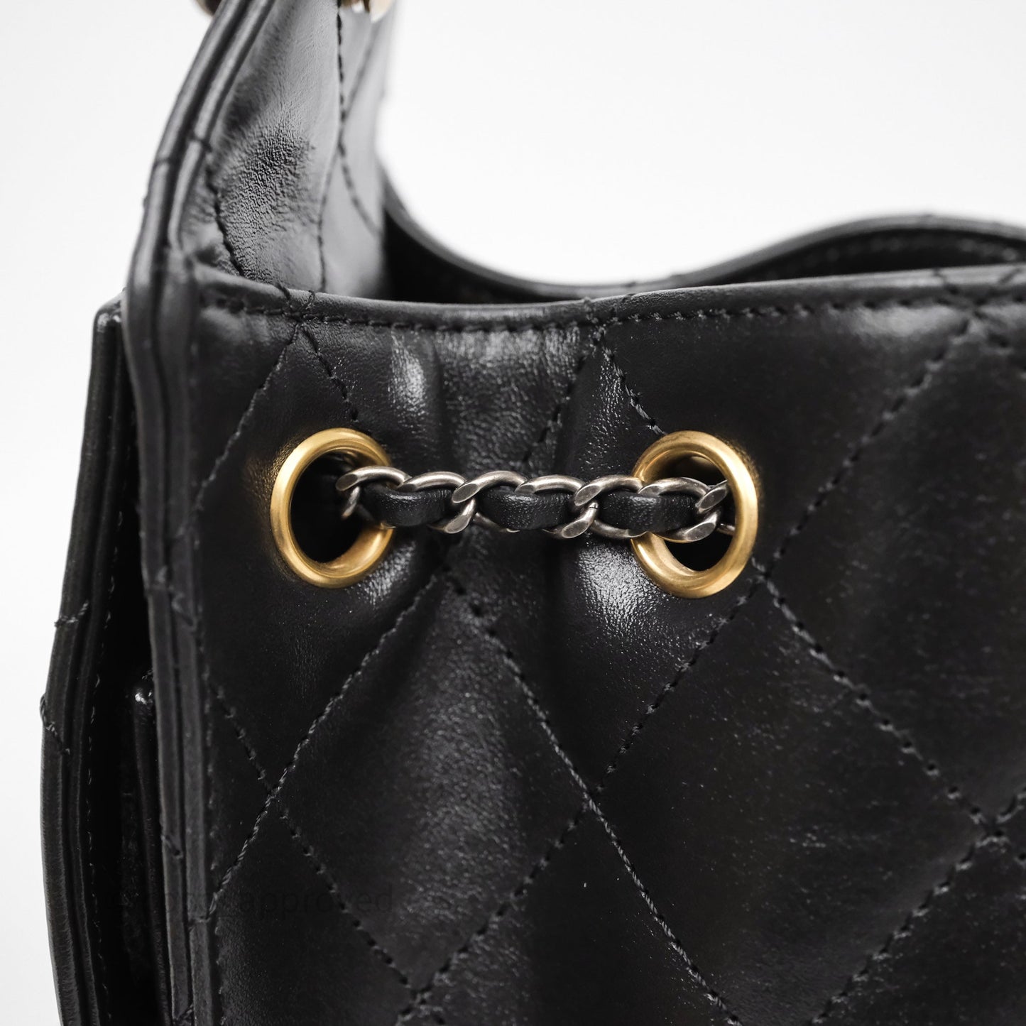 Chanel 25 Mini Black Shiny Crumpled Calfskin Mixed Hardware
