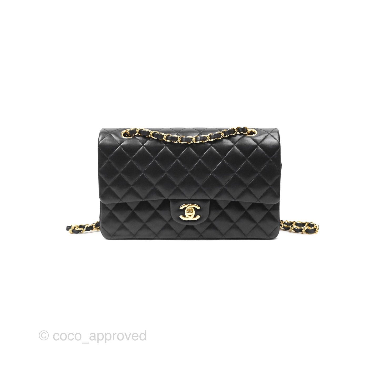 Chanel Classic M/L Medium Flap Quilted Black Lambskin Gold Hardware