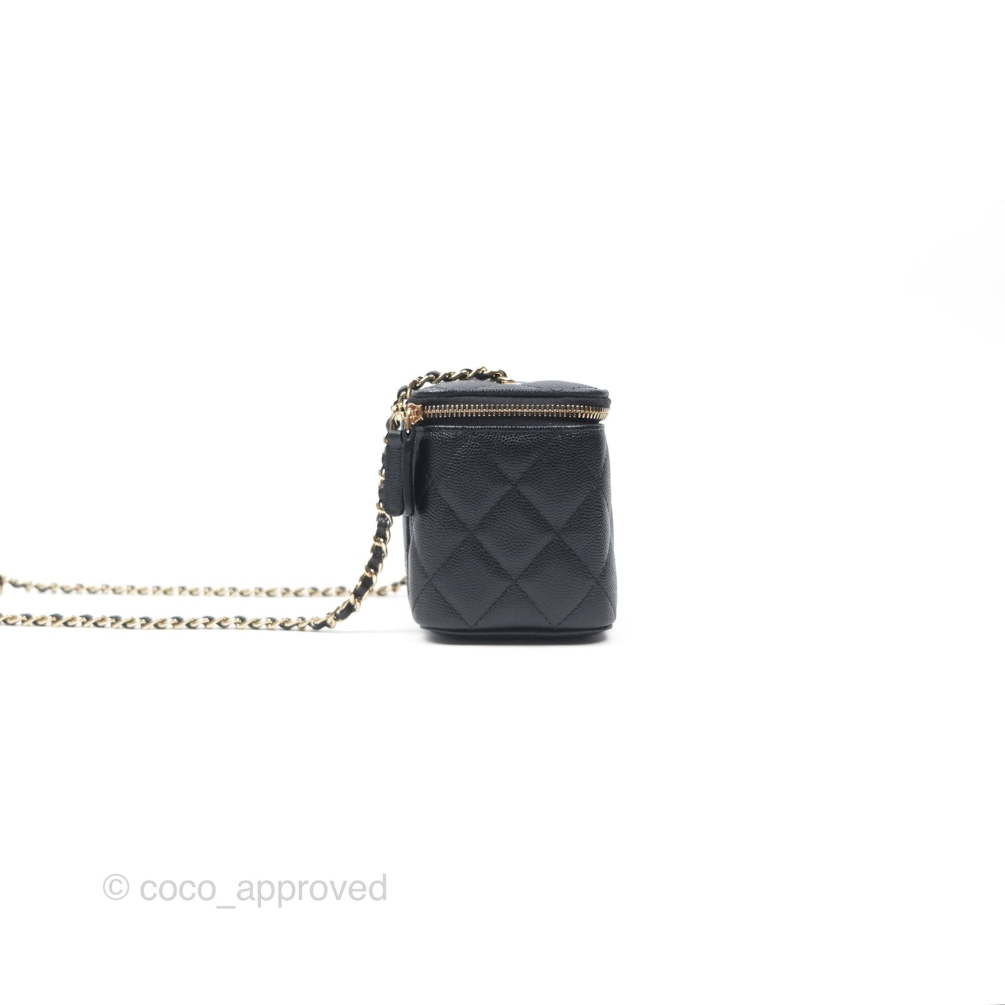 Chanel Vanity Rectangular With Chain Black Caviar Gold Hardware