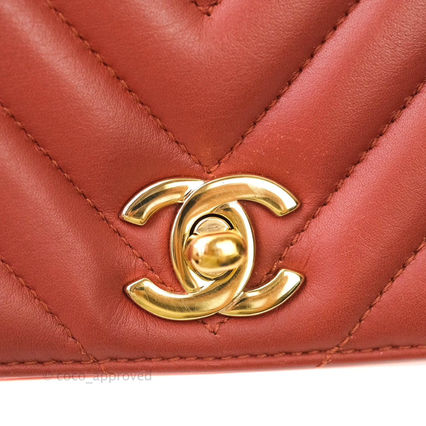 Chanel Small Statement Chevron Flap Bag Red Lambskin Gold Hardware