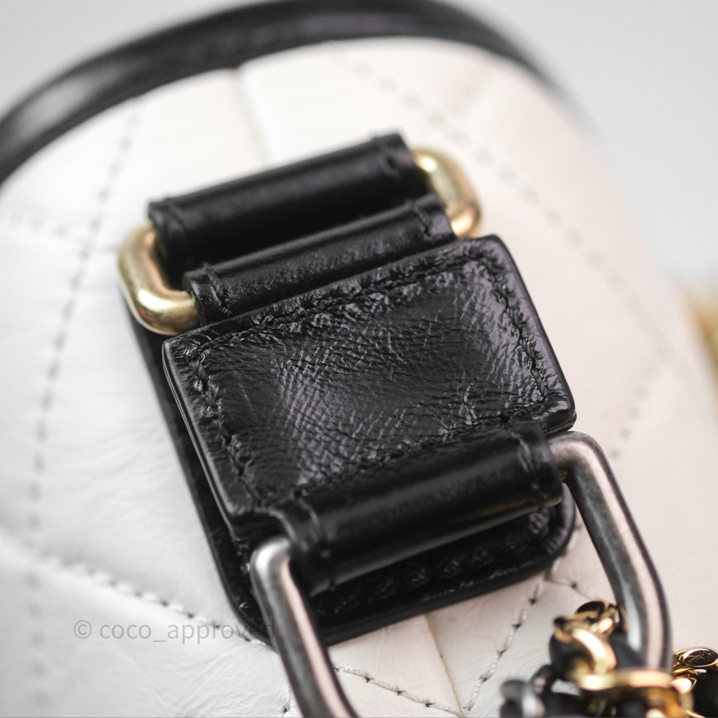 Chanel Small Gabrielle Hobo Quilted Black White Aged Calfskin