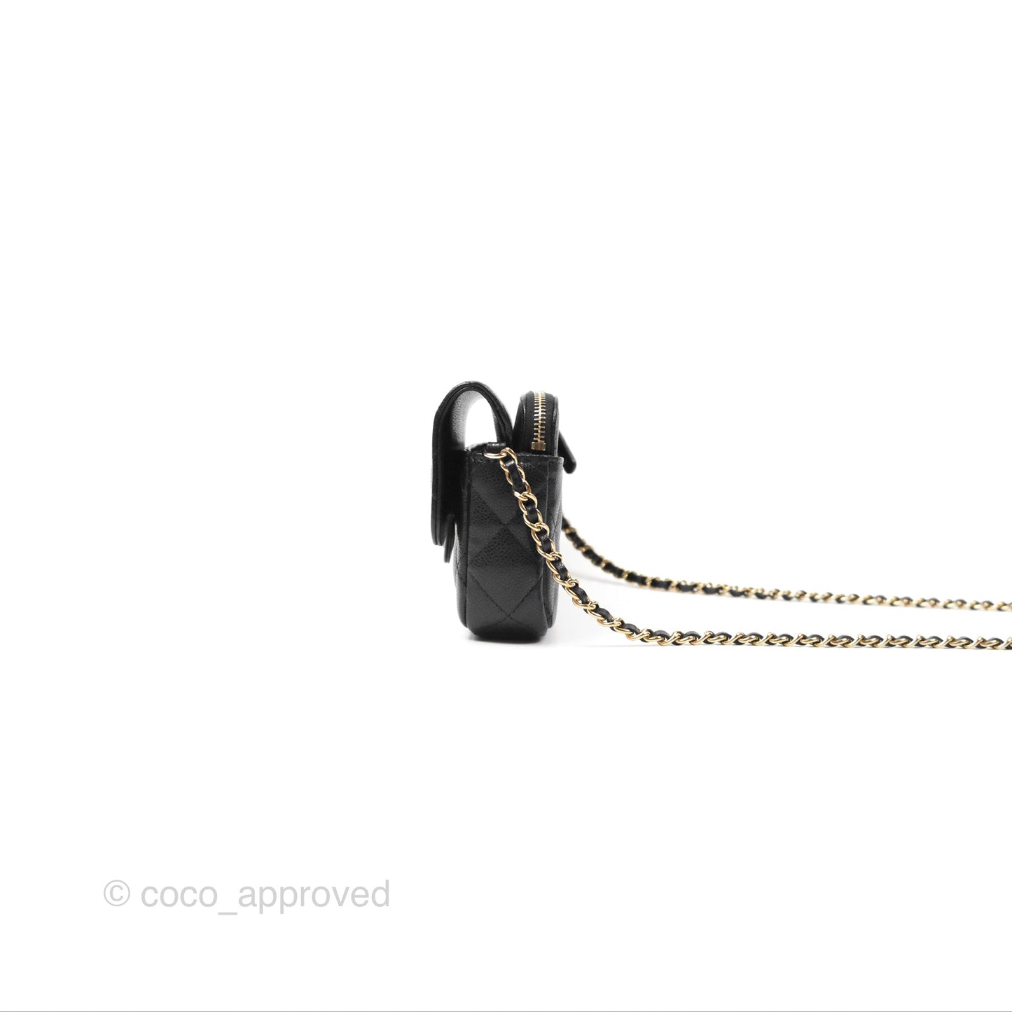 Chanel Classic Flap Phone Holder With Chain Black Caviar Gold Hardware 22A