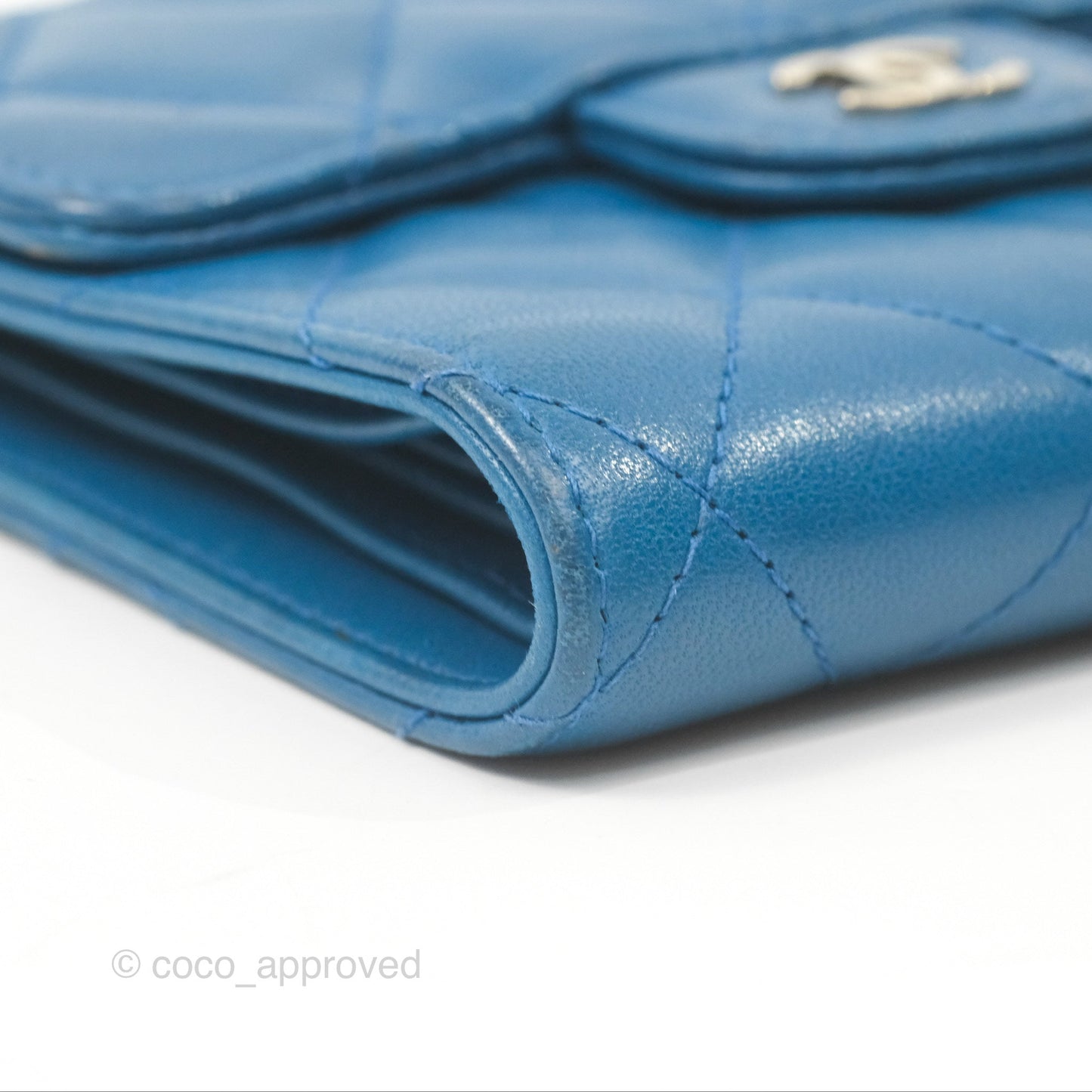 Chanel Classic Short Flap Wallet Blue Lambskin Gold Hardware
