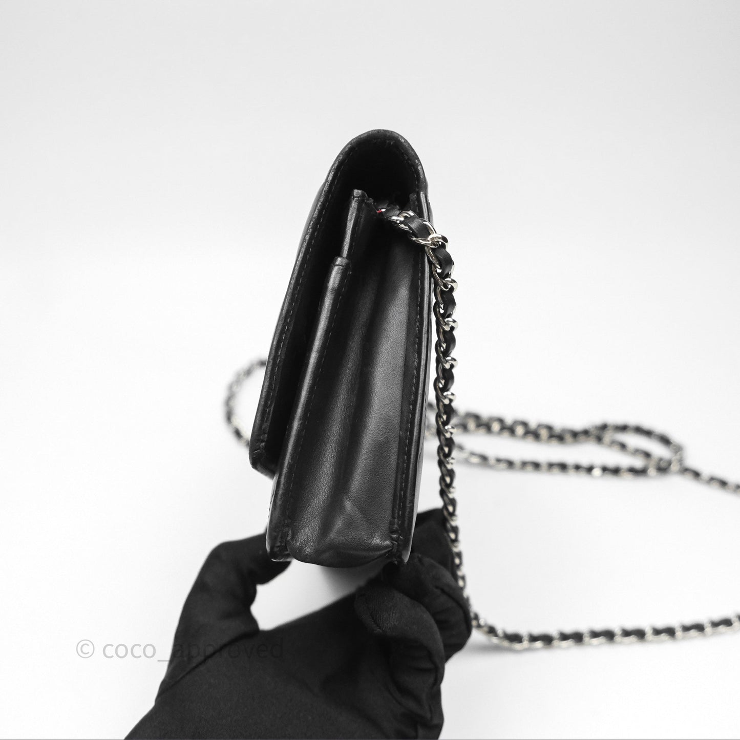 Chanel Quilted Wallet on Chain WOC Cambon Black Calfskin Silver Hardware