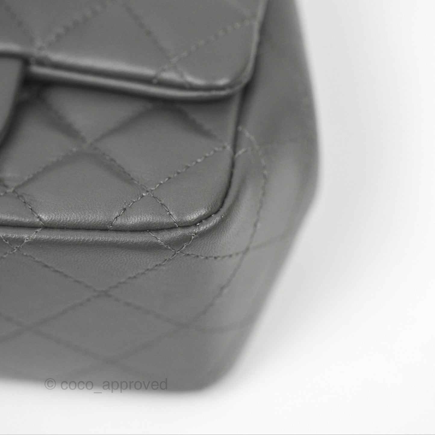 Chanel Quilted Mini Square Flap Grey Lambskin Gold Hardware