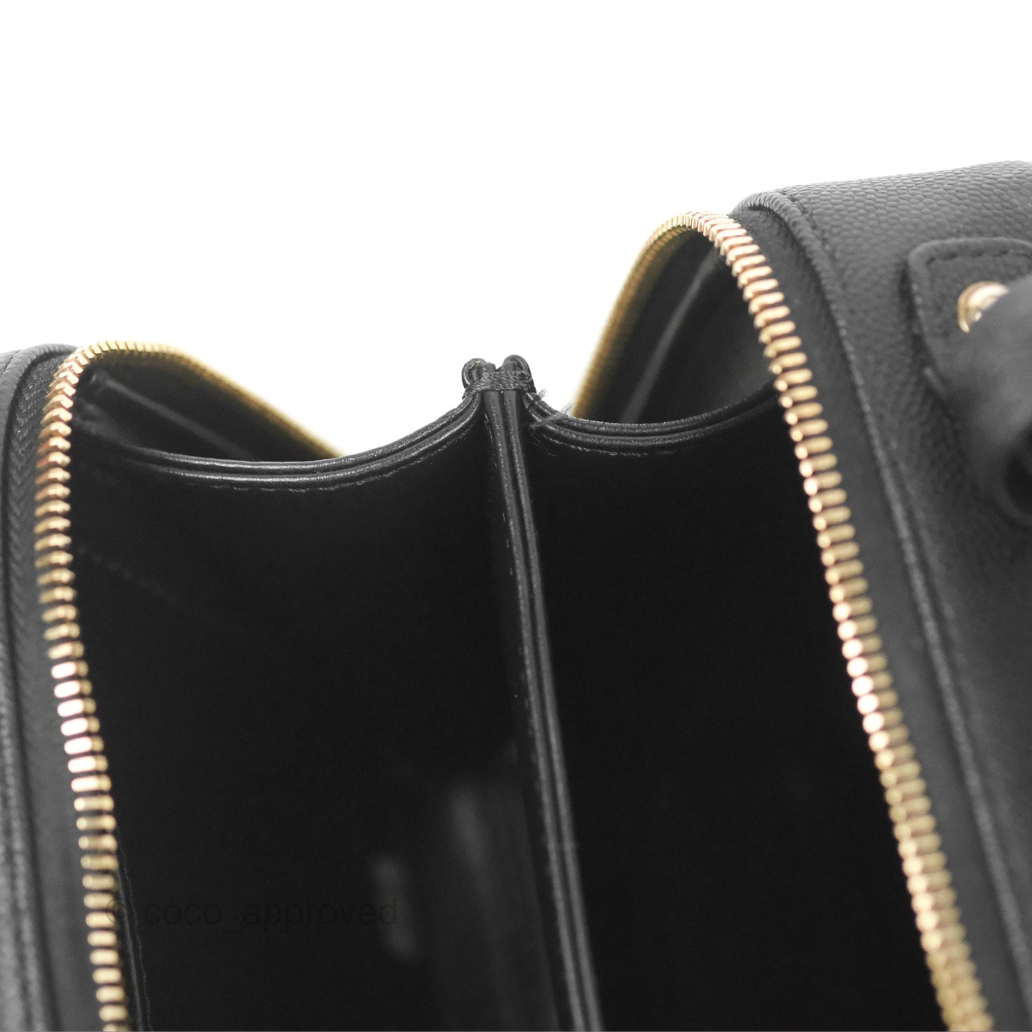 Chanel Quilted Small CC Filigree Vanity Case Black Caviar Gold Hardware
