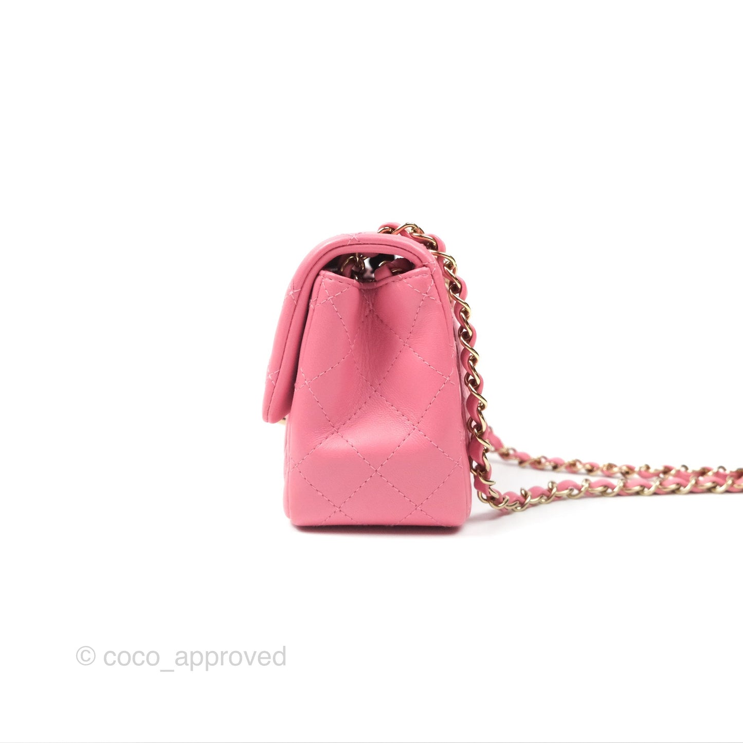 Chanel Quilted Mini Square Lambskin Pink Gold Hardware