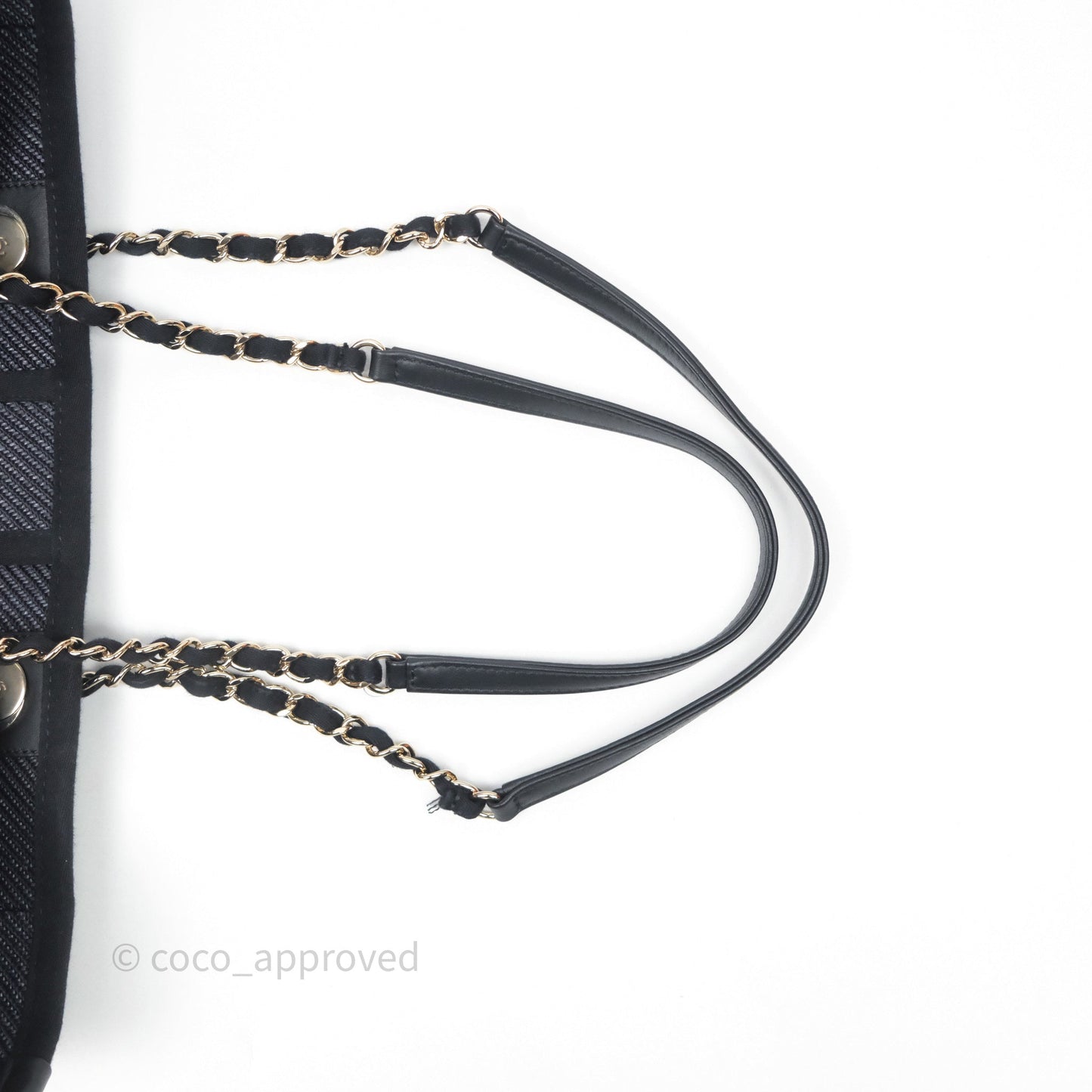 Chanel Medium Deauville Navy Canvas Gold Hardware