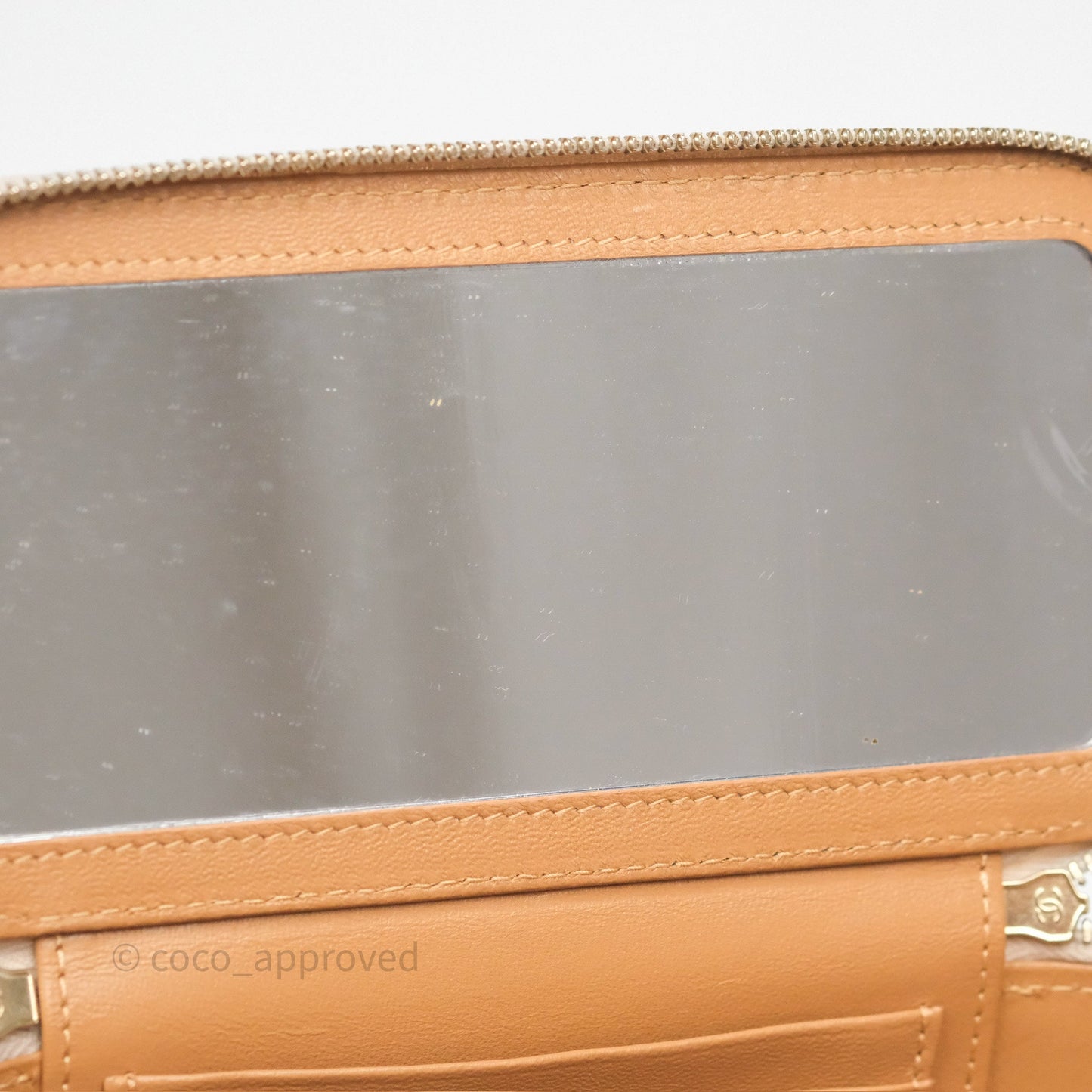 Chanel Vanity Rectangular Top Handle Ecru/Beige Lambskin Gold Hardware 23P