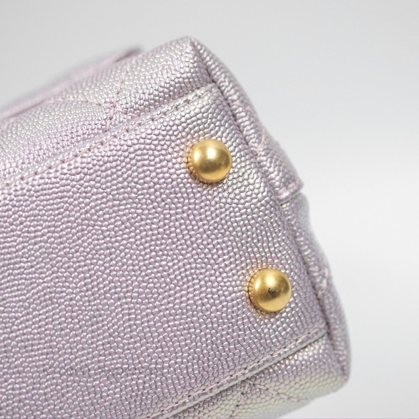 Chanel Mini Coco Handle Quilted Iridescent Purple Caviar Gold Hardware