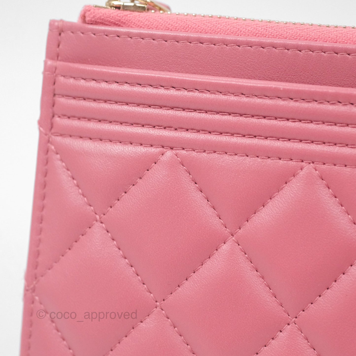 Chanel Boy Long Pouch Wallet Dusty Pink Lambskin Aged Gold Hardware