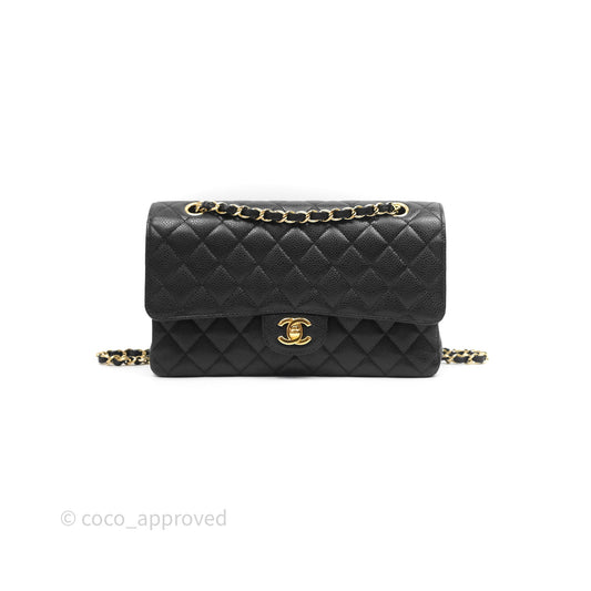 Chanel Classic M/L Medium Flap Quilted Black Caviar Gold Hardware
