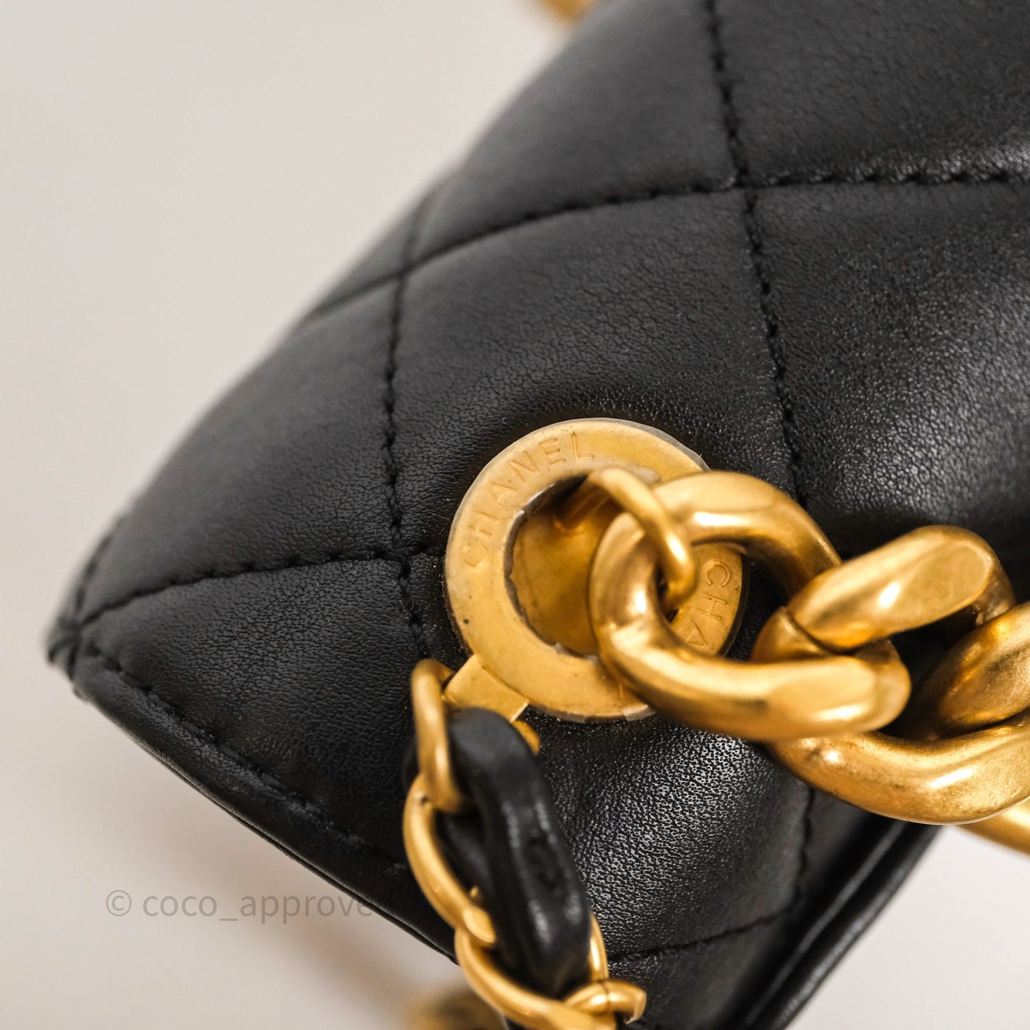 Chanel Pearl Chain Bag Black Calfskin Gold Hardware