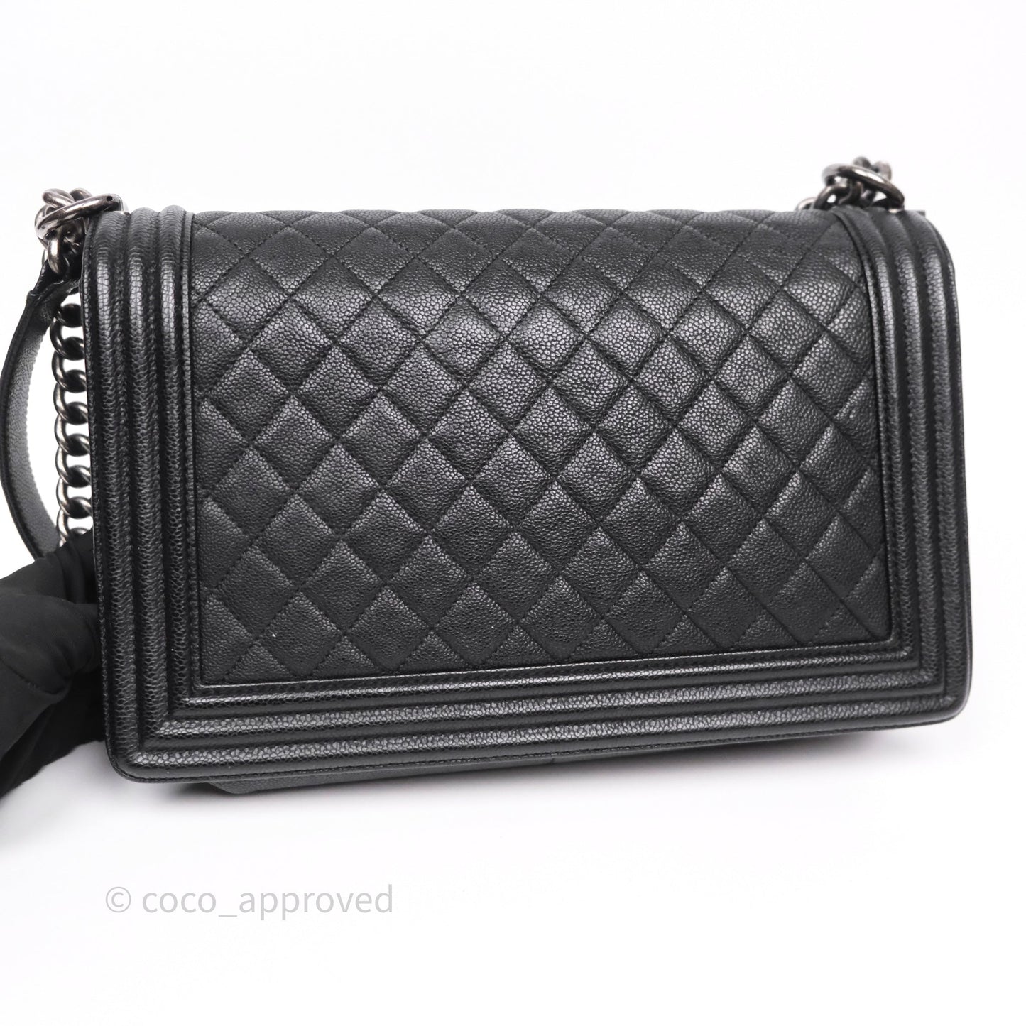 Chanel Quilted New Medium Boy Black Caviar Ruthenium Hardware