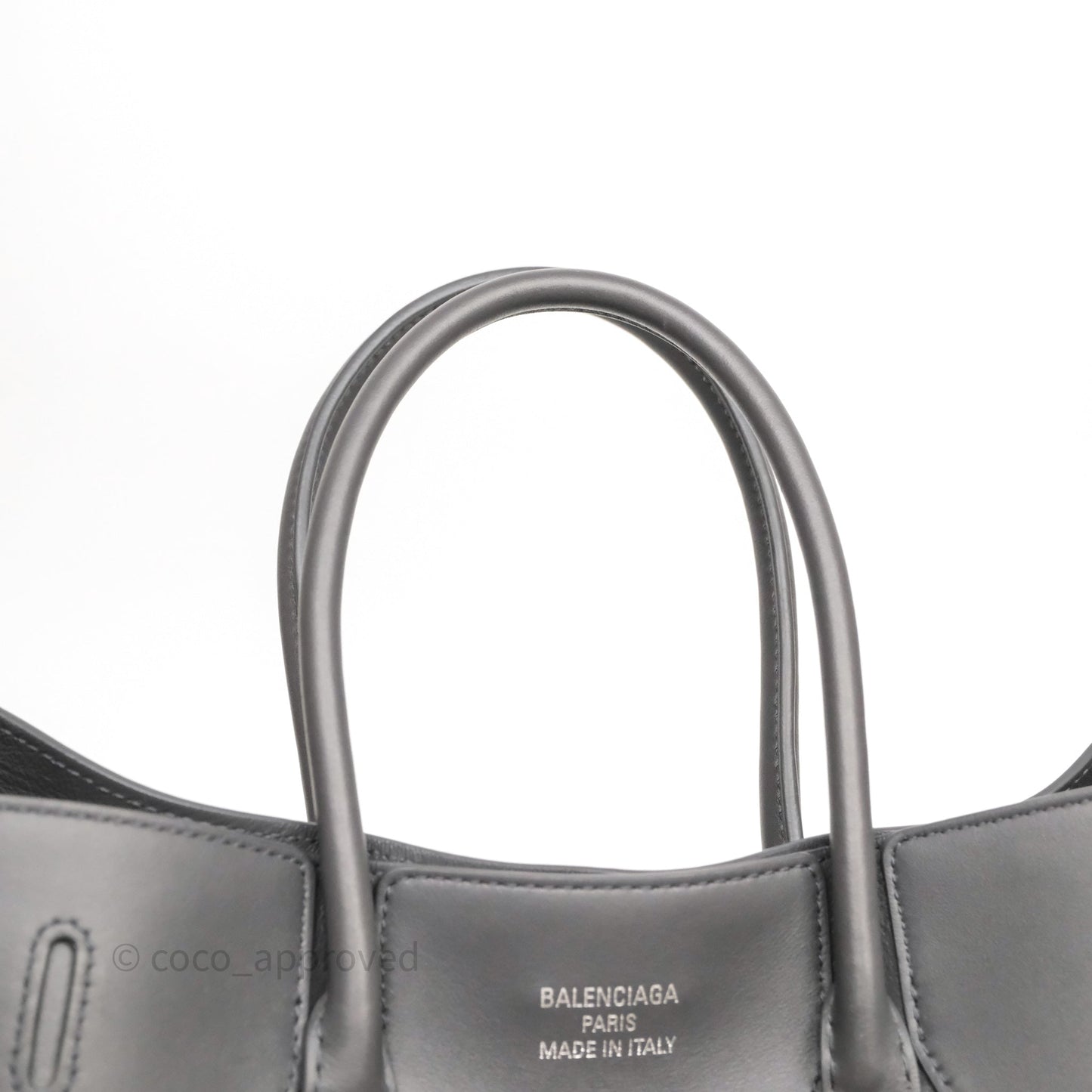 Balenciaga Small Bel Air Carry All Bag Grey Calfskin Silver Hardware