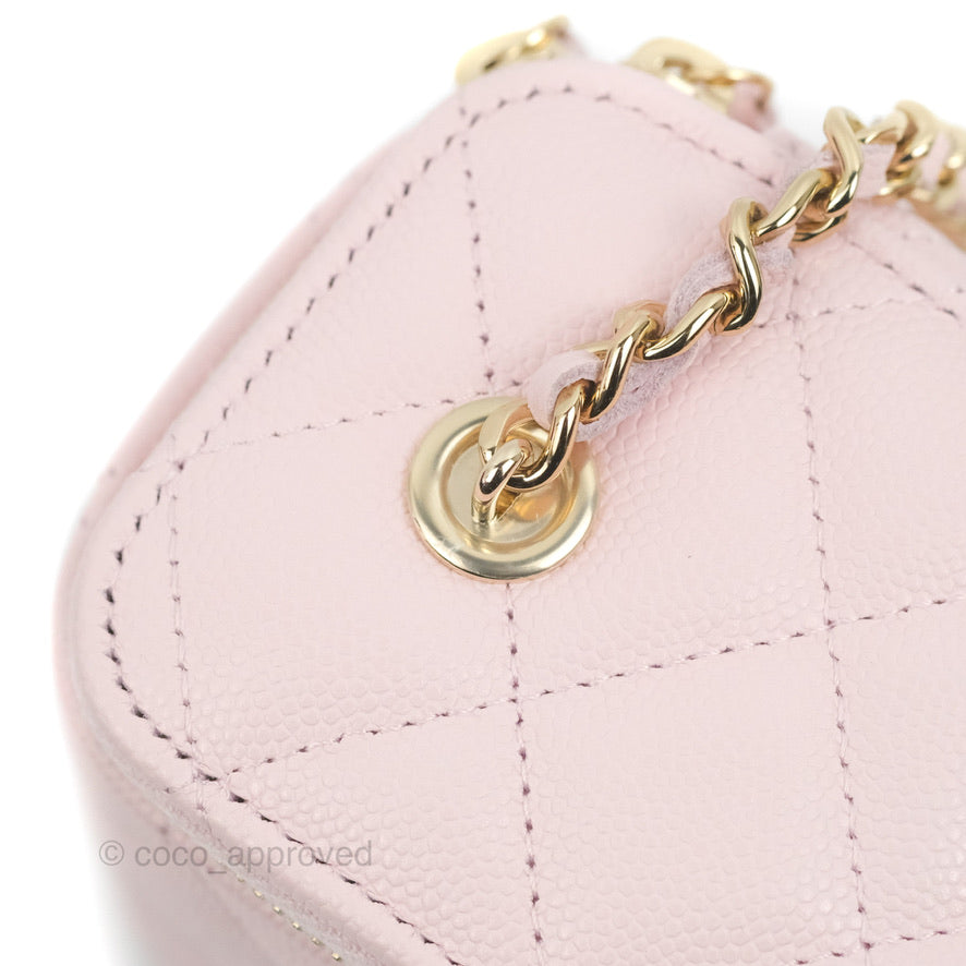 Chanel Mini Vanity With Chain Pink Caviar Gold Hardware