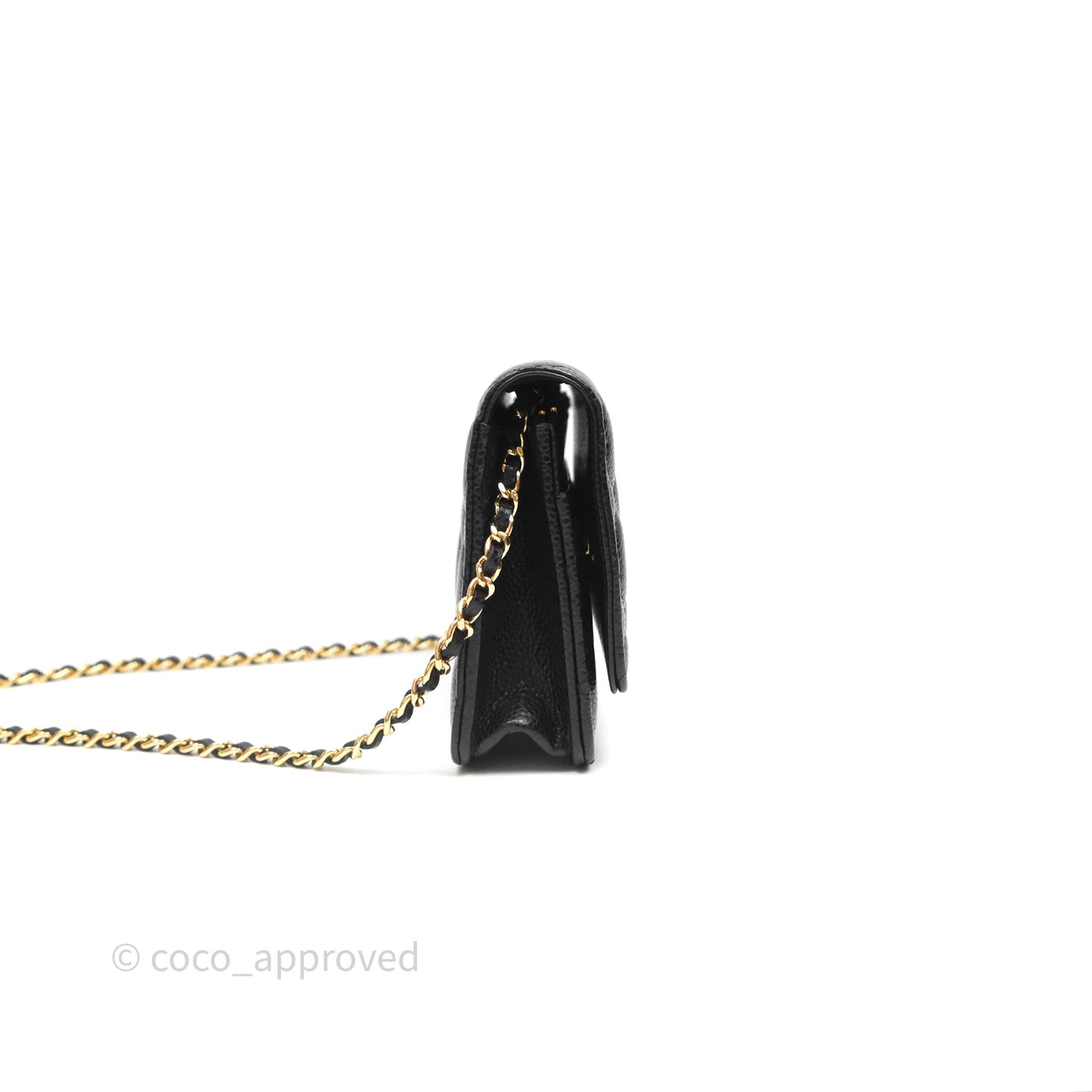 Chanel Classic Wallet On Chain WOC Quilted Black Caviar Gold Hardware