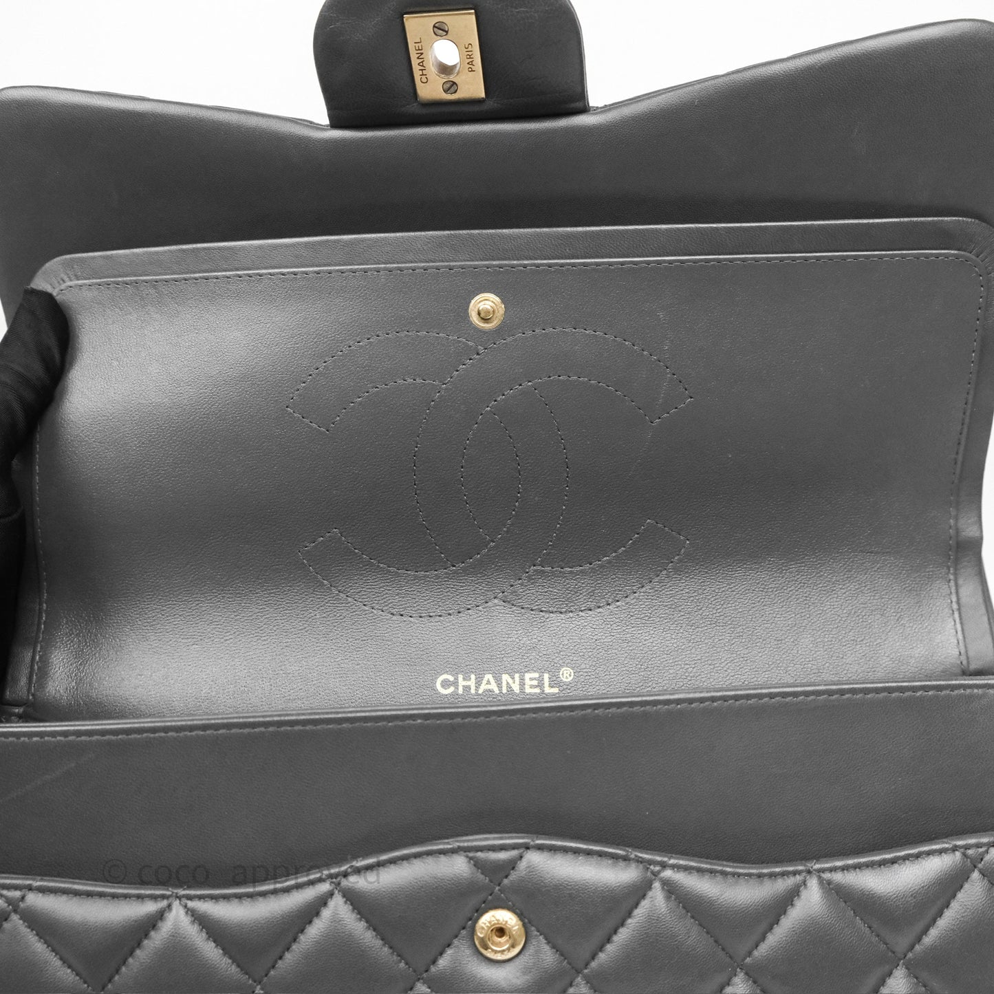 Chanel Jumbo Double Flap Dark Grey Lambskin Brushed Gold Hardware⁣⁣