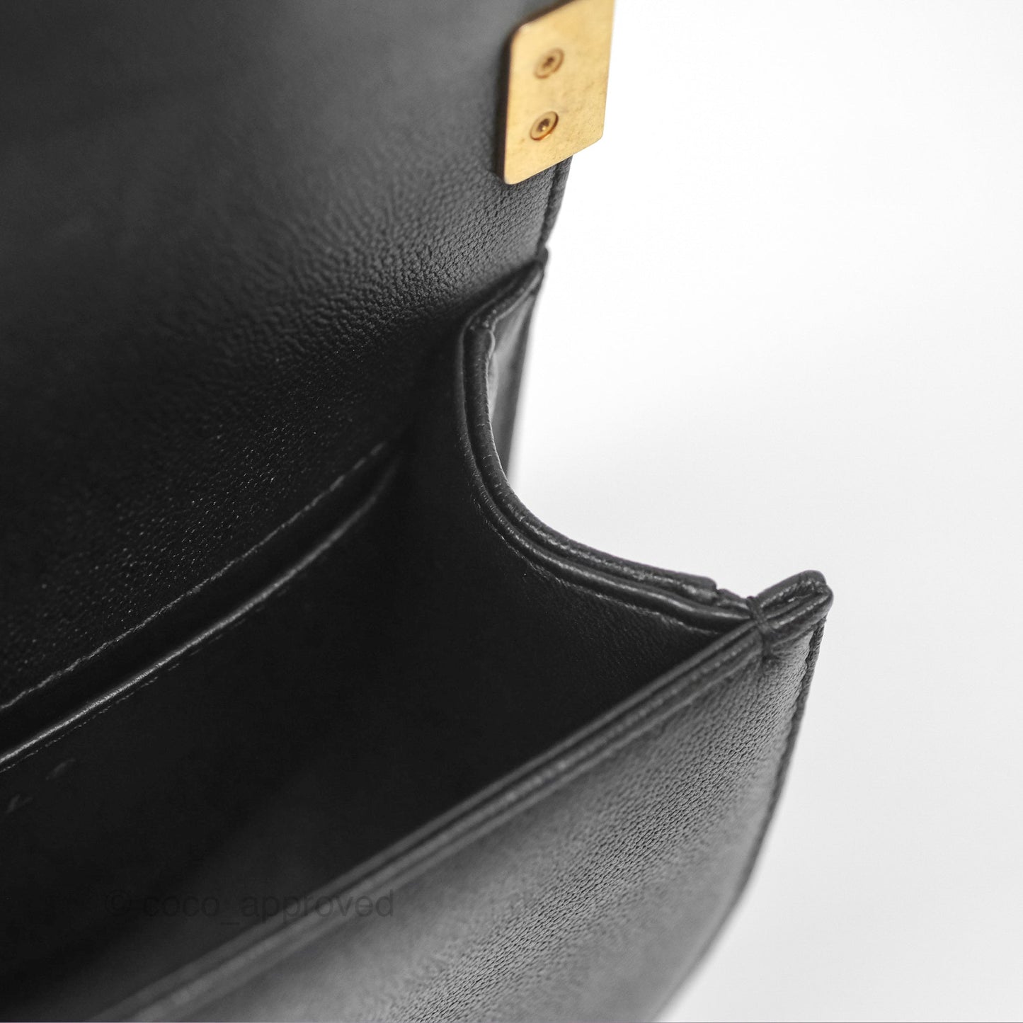 Chanel Boy Messenger Bag Black Caviar Aged Gold Hardware