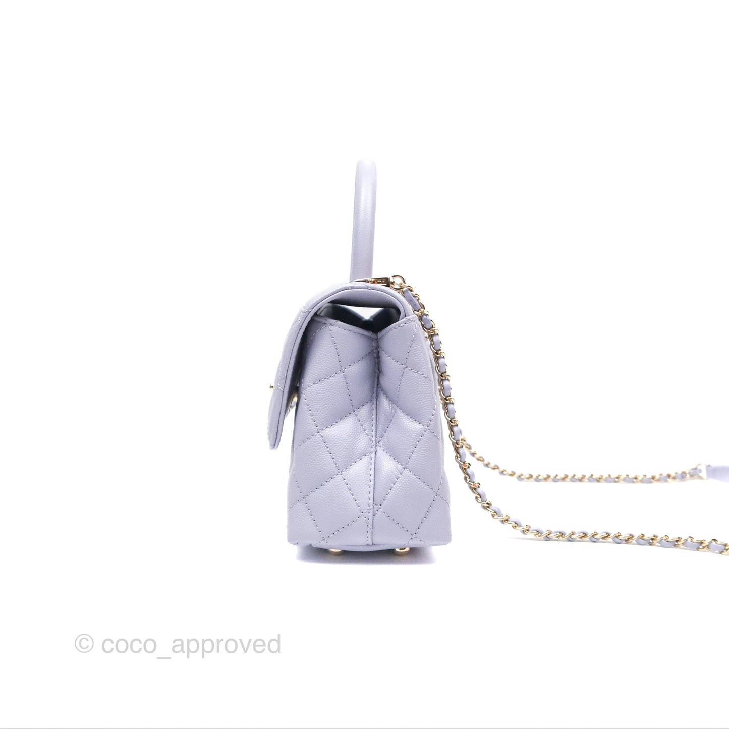 Chanel Small Coco Handle Quilted Lilac Caviar Gold Hardware
