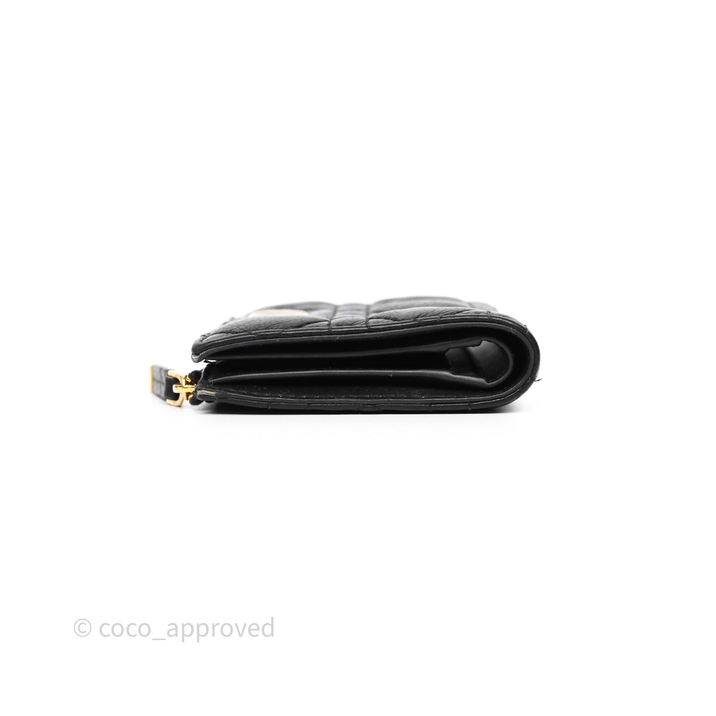 Christian Dior Caro Dahlia Wallet Black Calfskin Gold Hardware