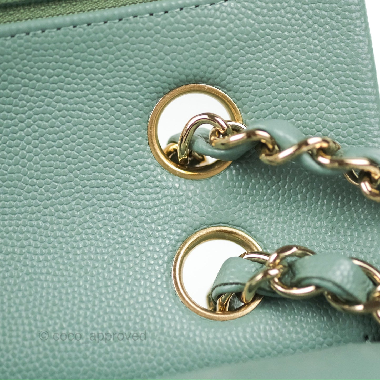 Chanel Classic M/L Medium Flap Quilted Tiffany Green Caviar Gold Hardware