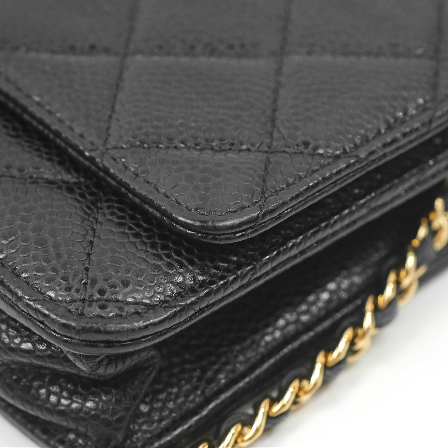 Chanel Quilted Classic Wallet On Chain WOC Black Caviar Gold Hardware