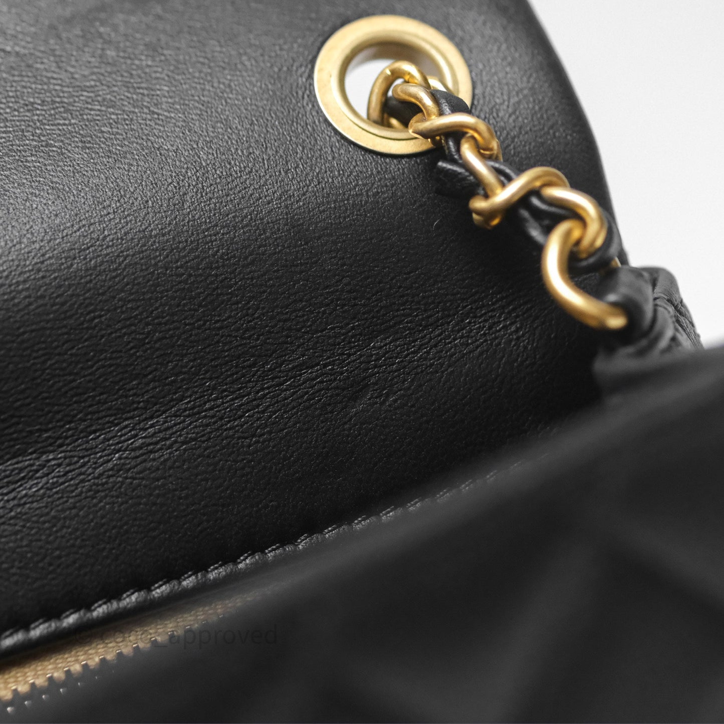 Chanel Pearl Crush Mini Square Quilted Black Lambskin Aged Gold Hardware