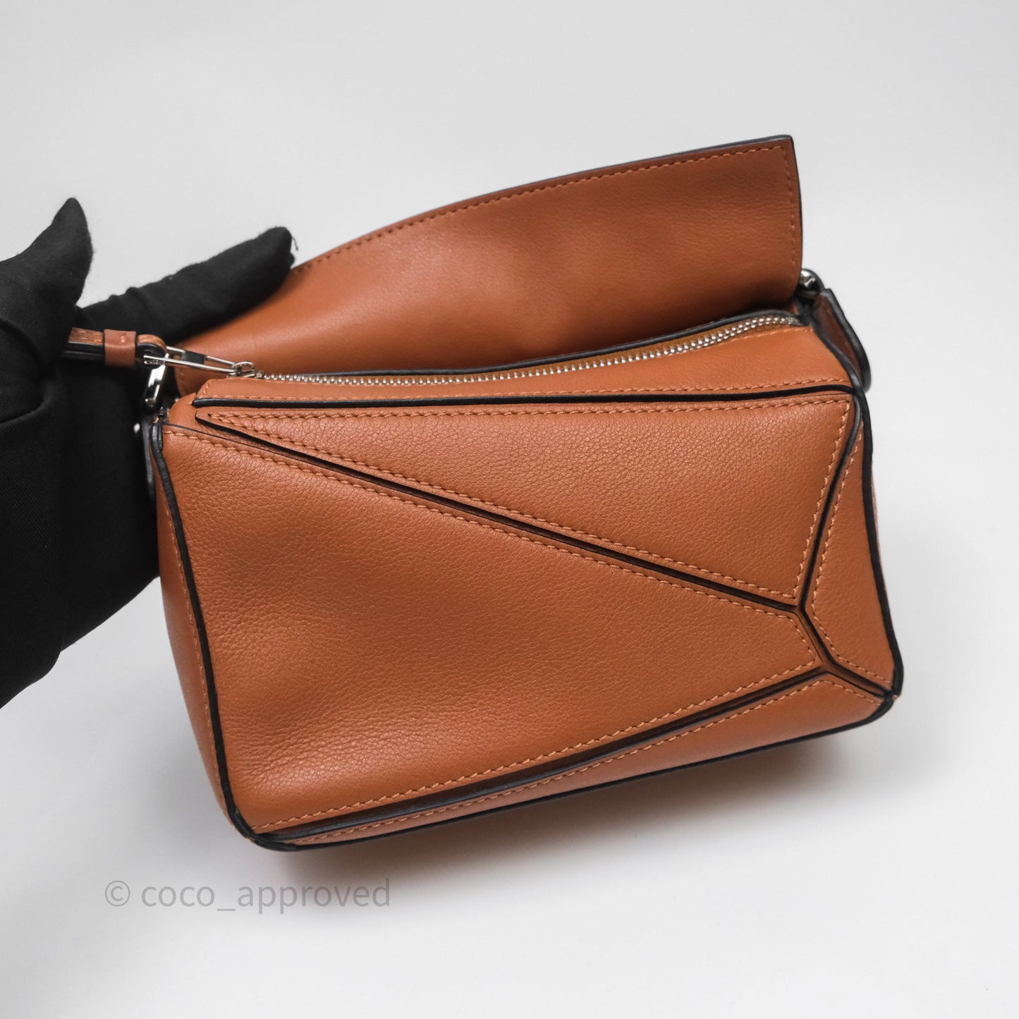 Loewe Mini Puzzle Bag Tan Calfskin Palladium Hardware