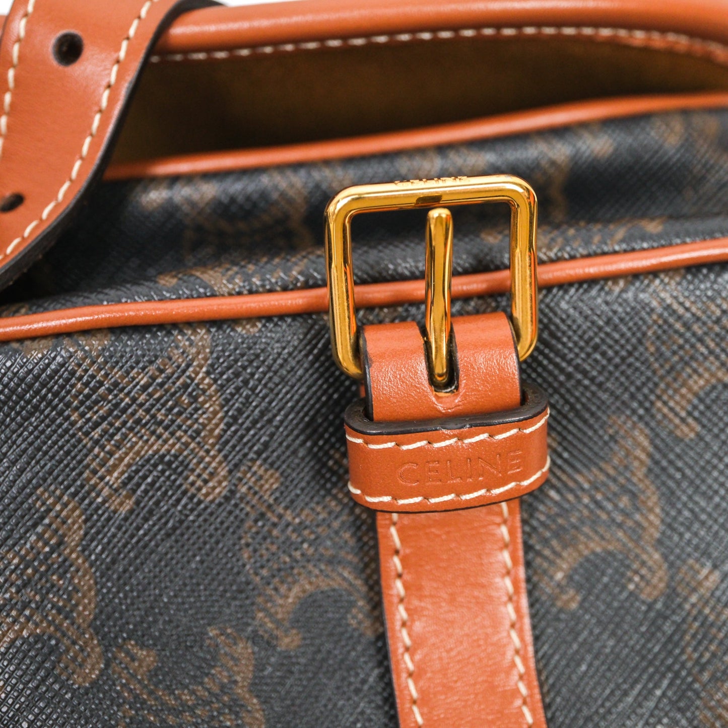 Celine Medium Folco Bag Triomphe Canvas Tan