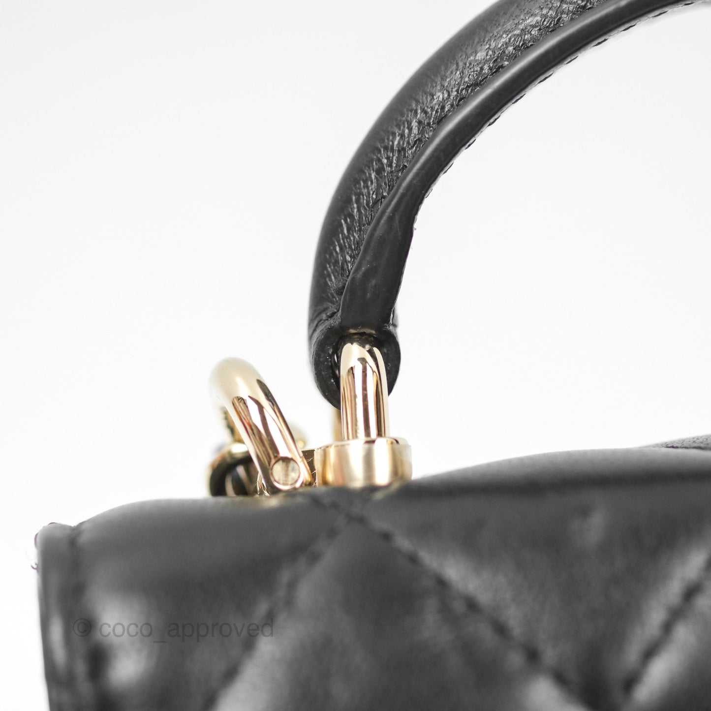 Chanel Mini Handle Clutch With Chain Black Lambskin Gold Hardware