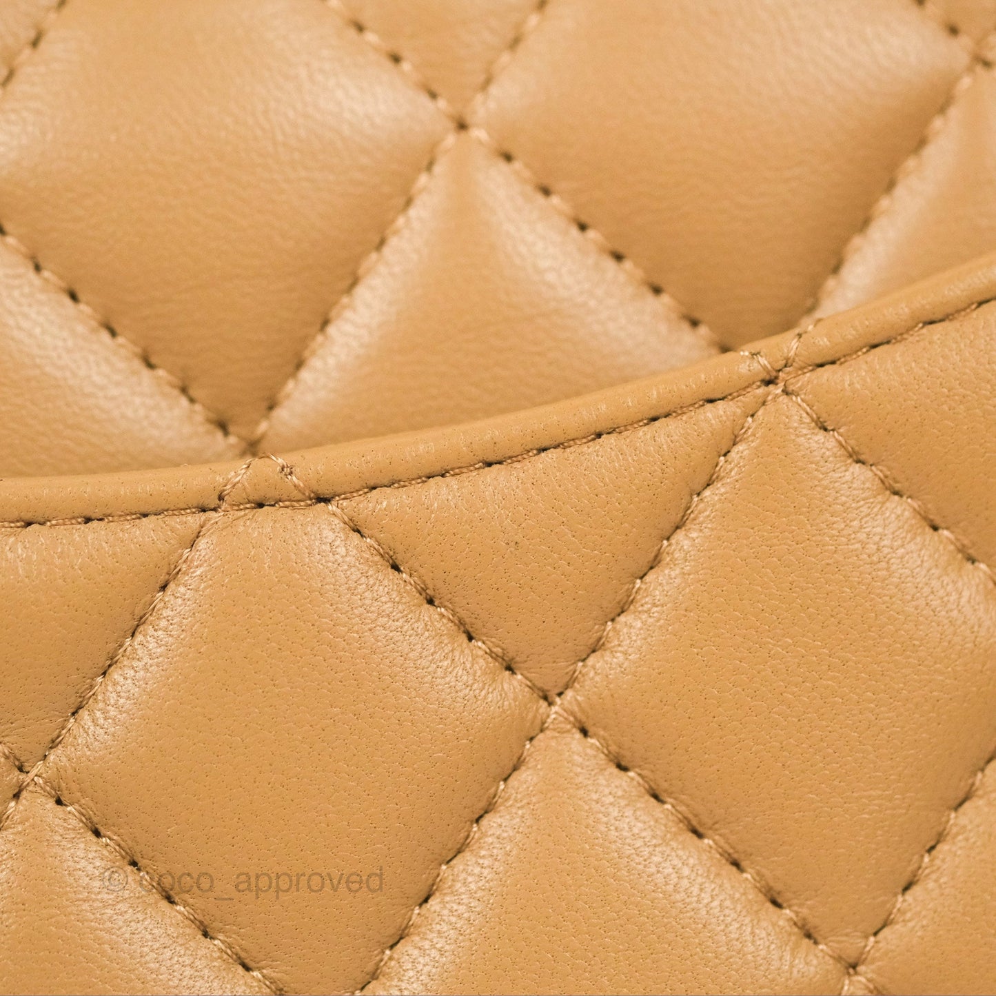 Chanel Top Handle Mini Rectangular Flap Bag Beige Lambskin Aged Gold Hardware