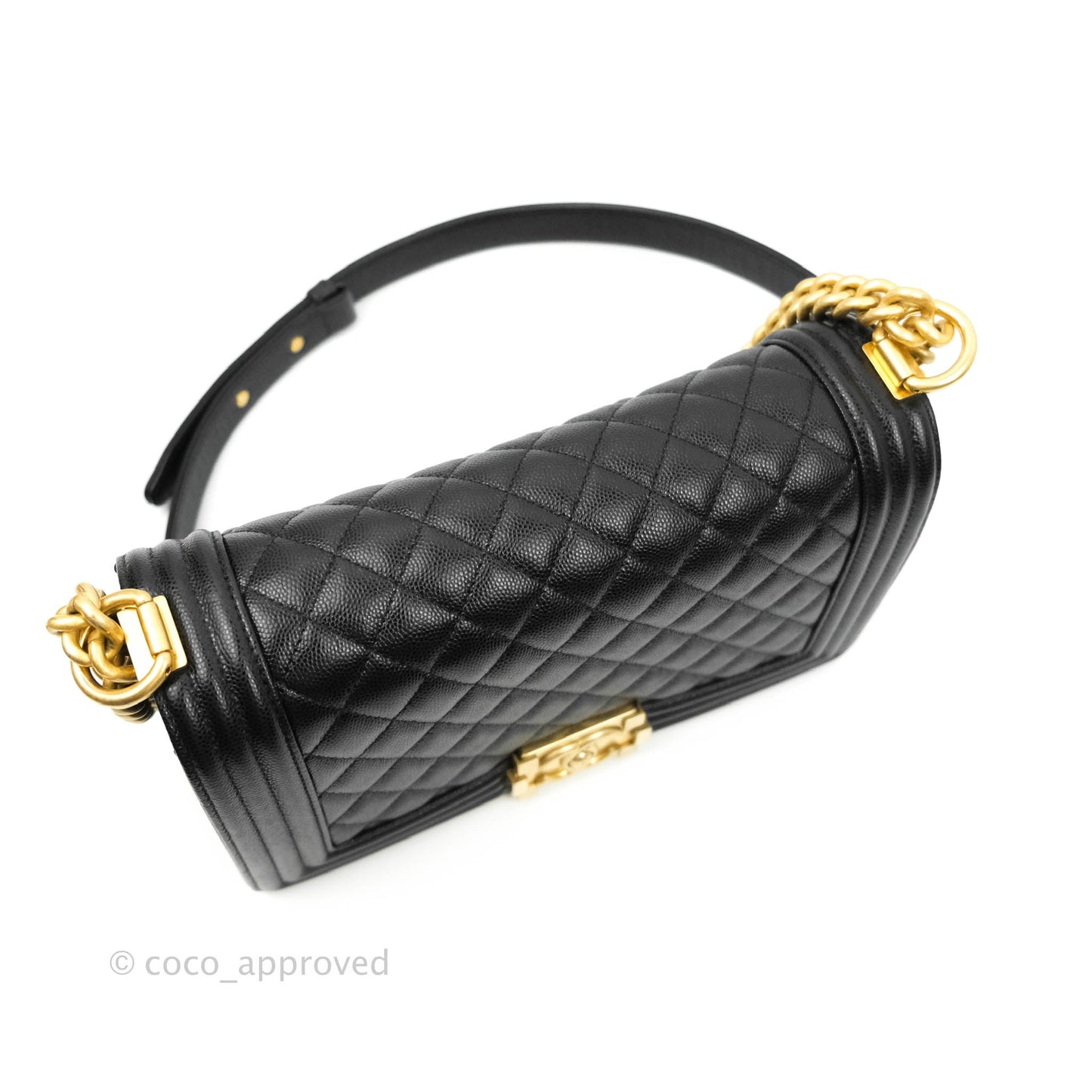 Chanel Quilted Medium Caviar Boy Flap Aged Gold Hardware