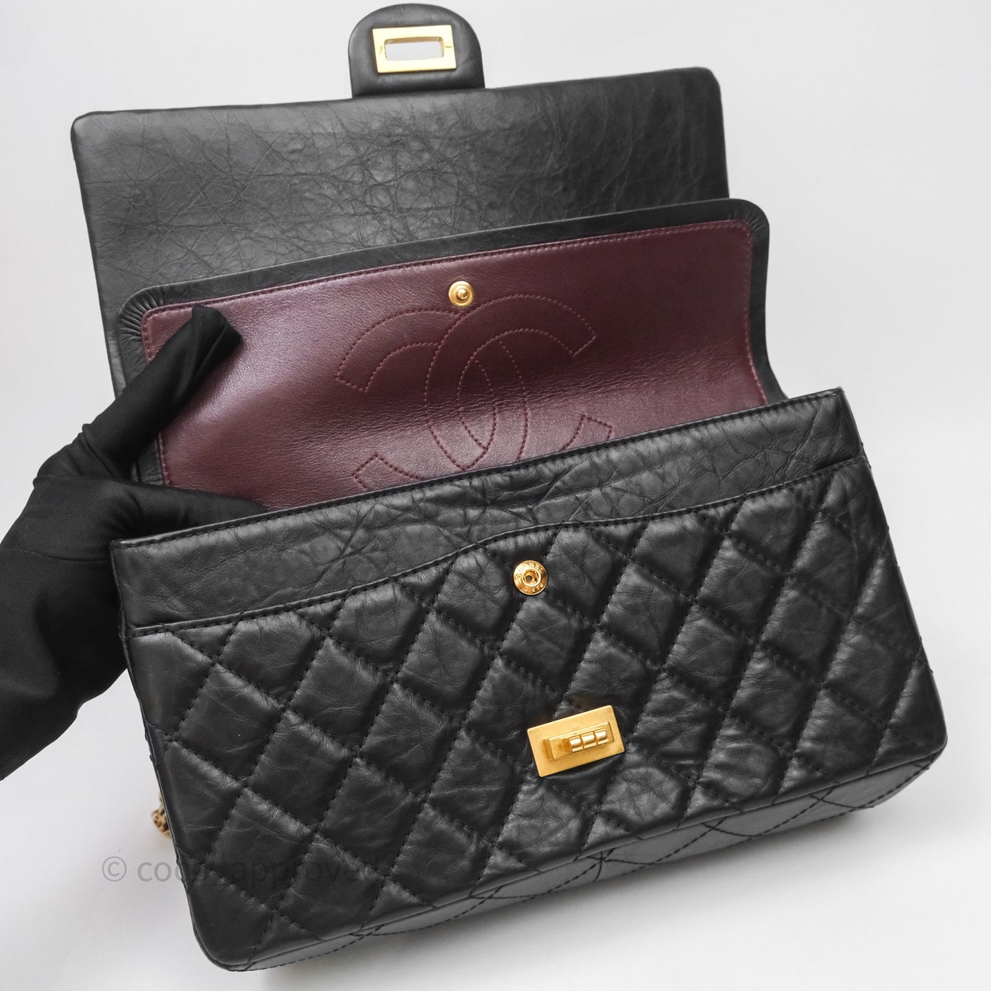 Chanel Quilted Reissue 226 Aged Calfskin Black Aged Gold Hardware