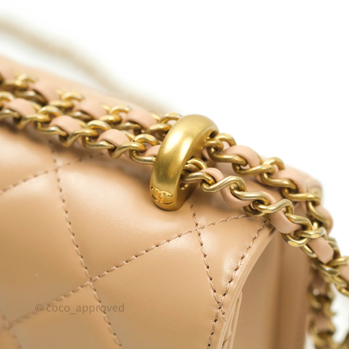 Chanel Quilted Mini Perfect Fit Adjustable Beige Calfskin Gold Hardware 21A