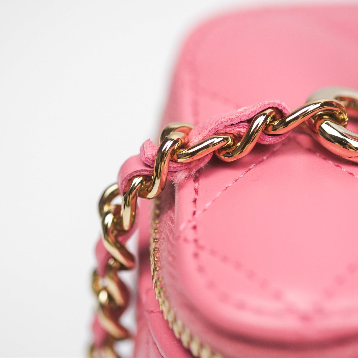 Chanel Vanity Rectangular Top Handle Pink Lambskin Gold Hardware