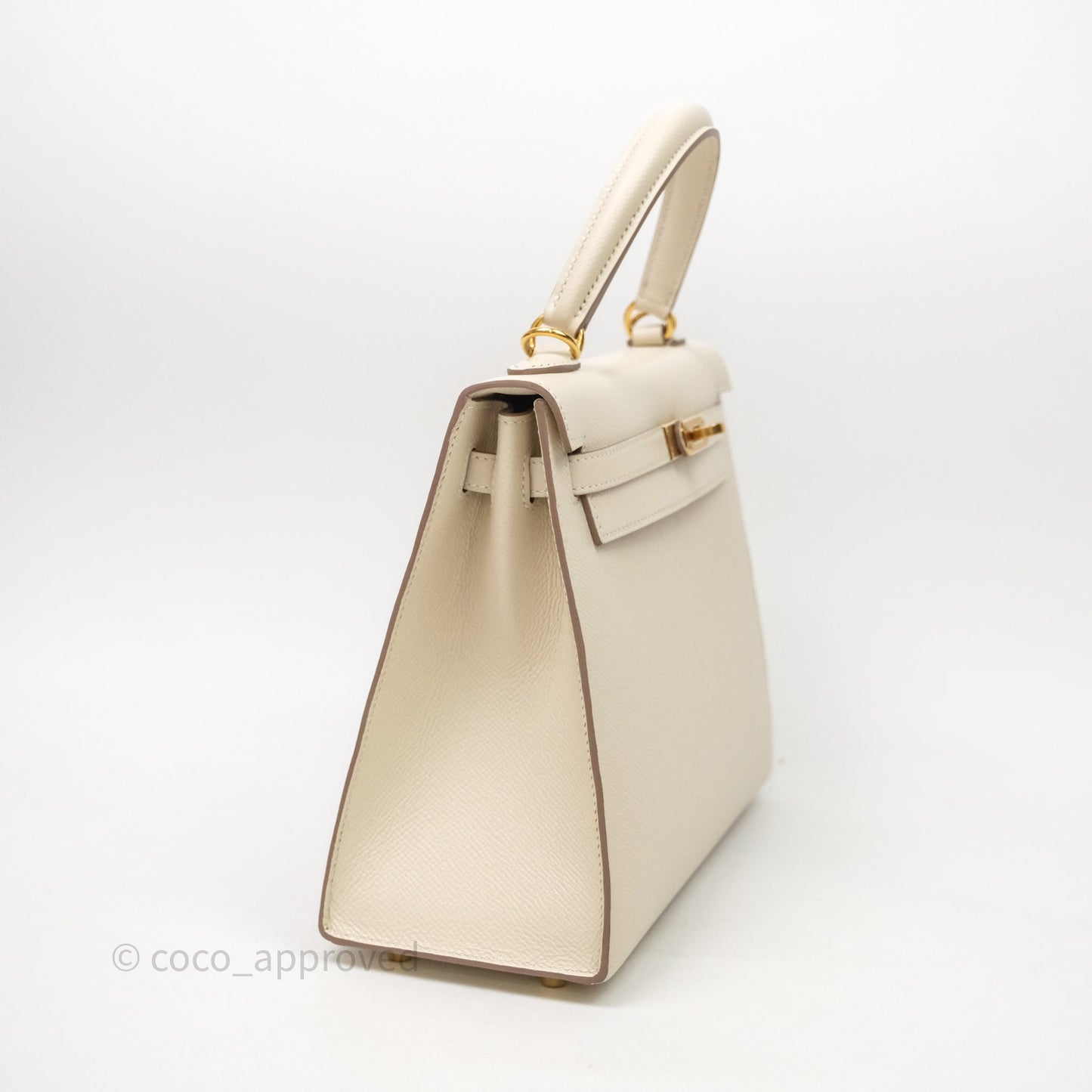 Hermes Kelly 25 Craie Epsom Gold Hardware