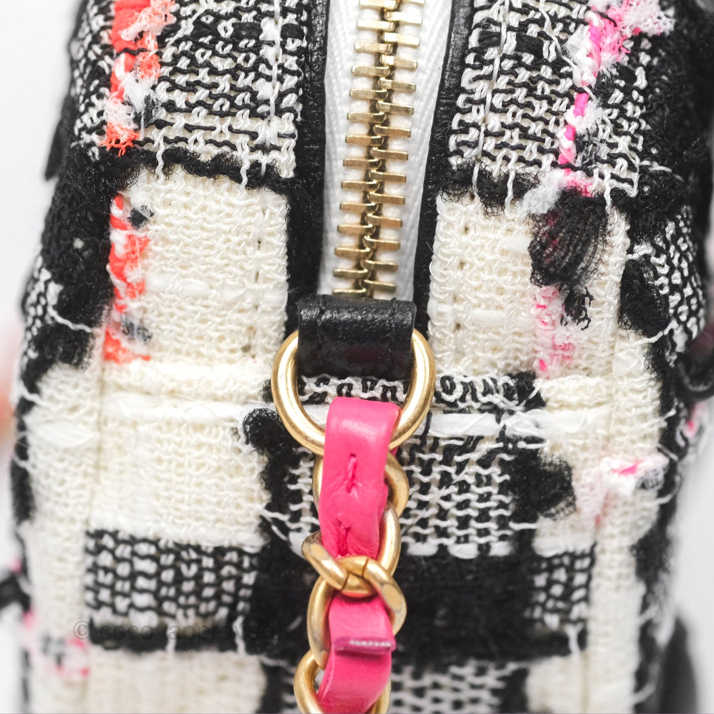 Chanel Coco Midnight Camera Case Black White Pink Tweed 20S